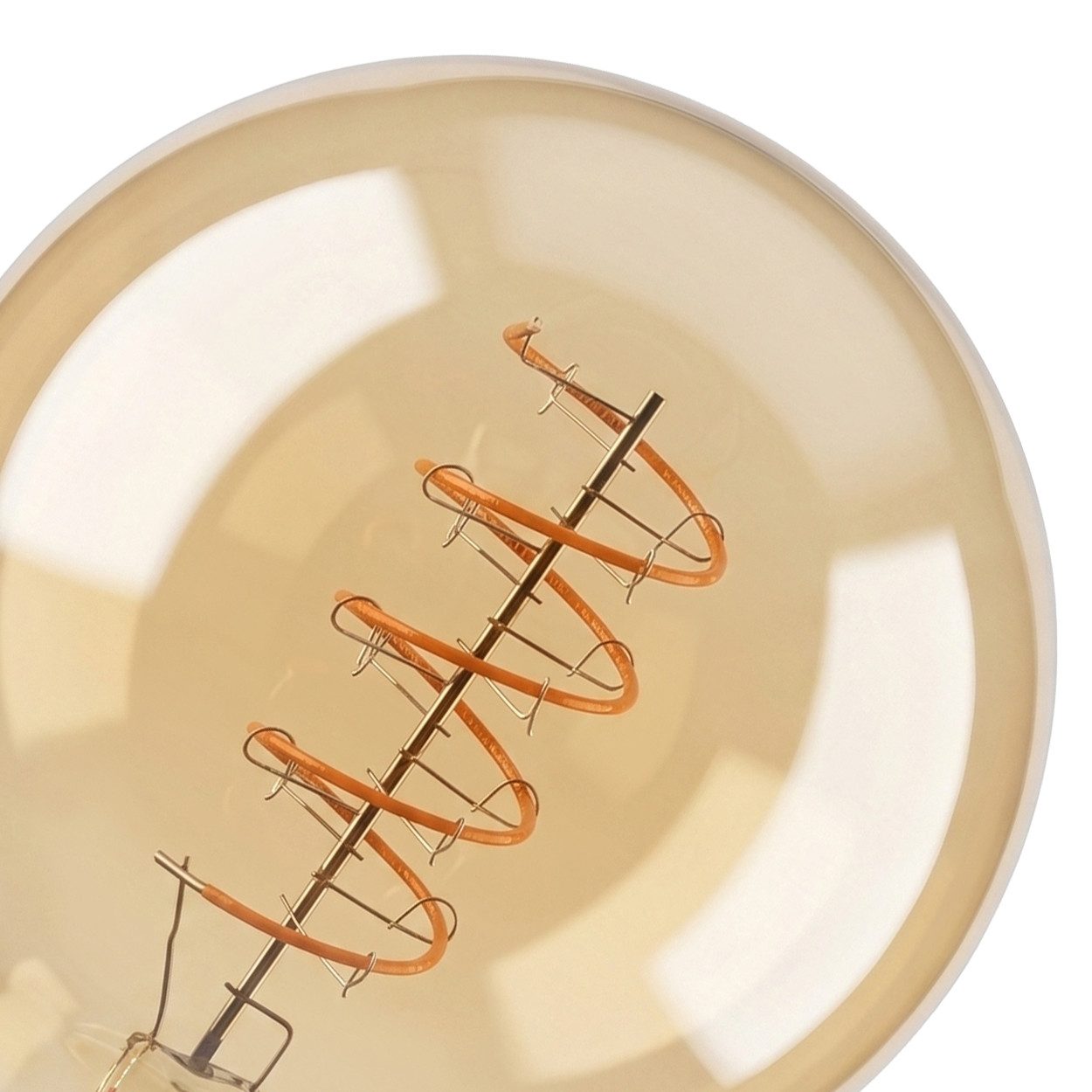 hofstein LED-Leuchtmittel 3er Set Glühbirne Extra Warmweiß dimmbar 6 Watt, 2200 Kelvin, 400 Lumen, Globe Vintage, Filament Spirale, Amber – Bild 4 von 5
