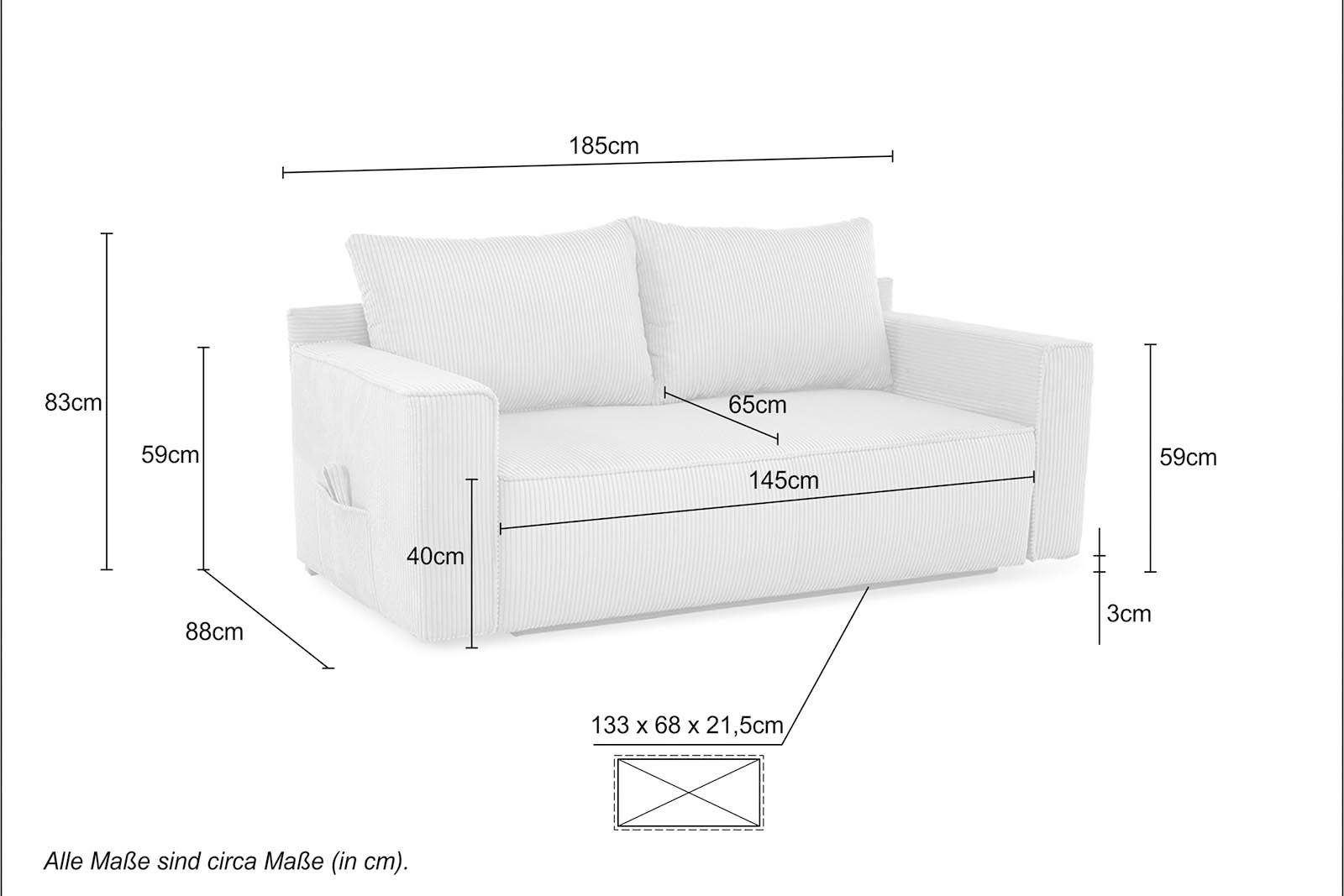 Federkernpolsterung Sofa Platzsparendes mit grau-beige grau-beige | Gruppe Jockenhöfer Ron, Gästebettfunktion, Schlafsofa
