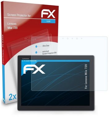 atFoliX Schutzfolie Displayschutz für Lenovo Miix 720, (2 Folien), Ultraklar und hartbeschichtet