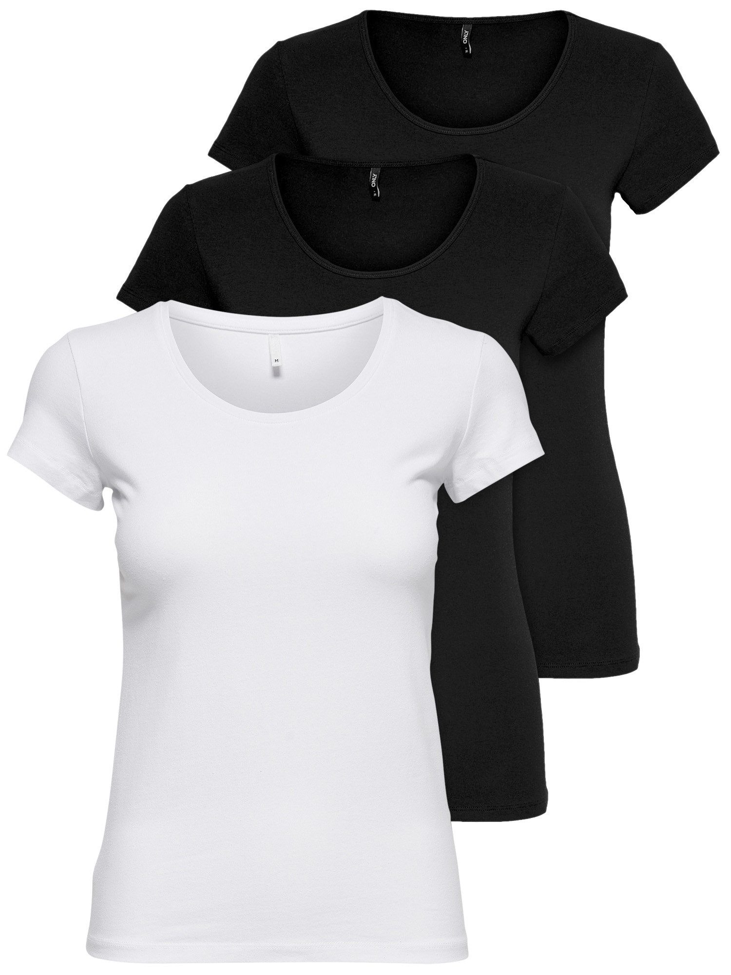 ONLY T-Shirt ONLLIVE LOVE NEW (3-tlg., 3er Pack) Figur betont, elastische B günstig online kaufen