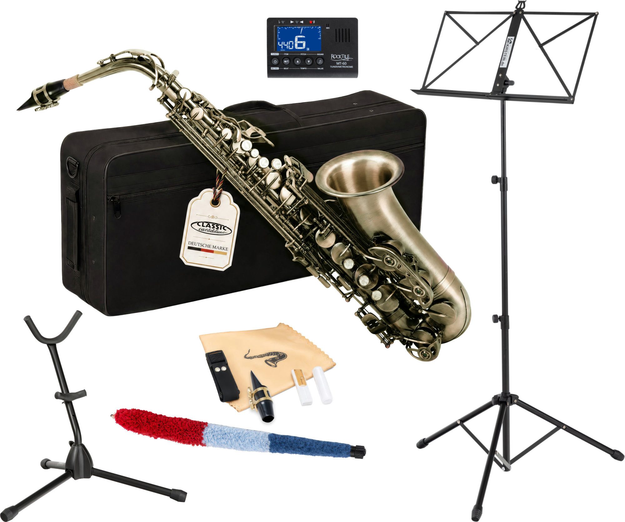 Classic Cantabile Saxophon Alt Saxophon, Alto Sax Spar-Set, 9-St., Set mit Koffer und Zubehör, Altsaxophon mit Hoch-Fis-Klappen