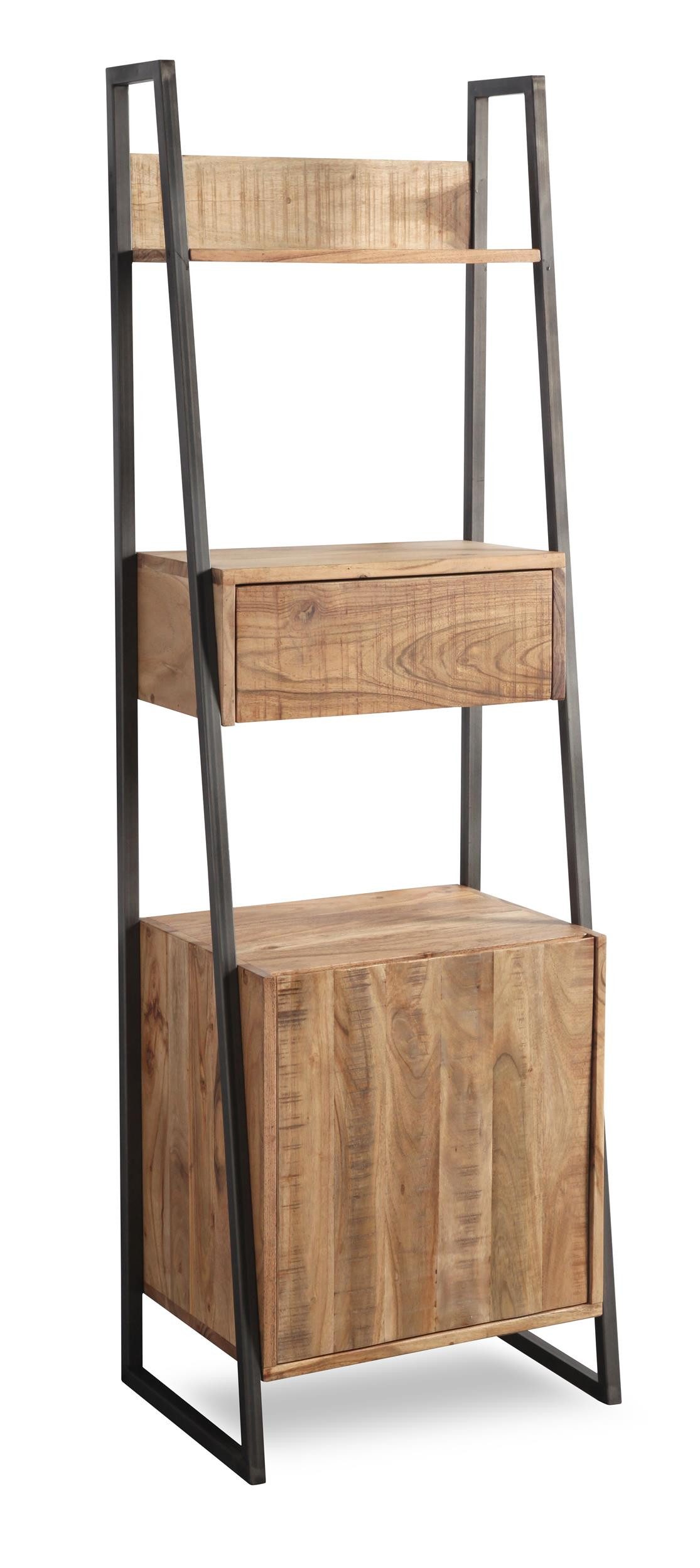 WOLF MÖBEL Ablageregal SHELF Regal mit 1 Tür / 1 Schublade / 3 Ablagen, 47 x 35 x 150, SHELF Regal mit 1 Tür / 1 Schublade / 3 Ablagen