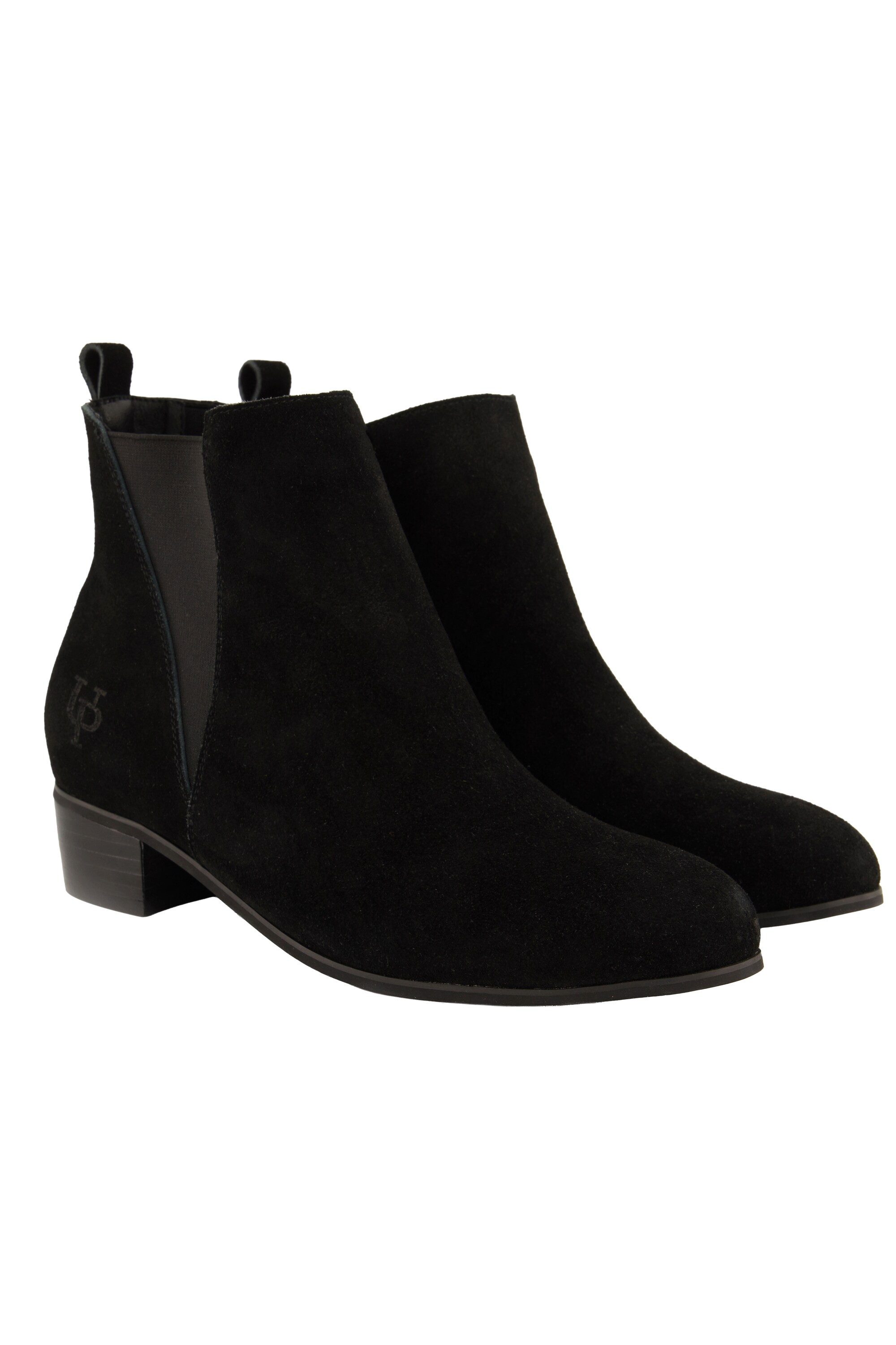 Ulla Popken Leder-Stiefeletten Veloursleder Elastikeinsatz Stiefelette günstig online kaufen