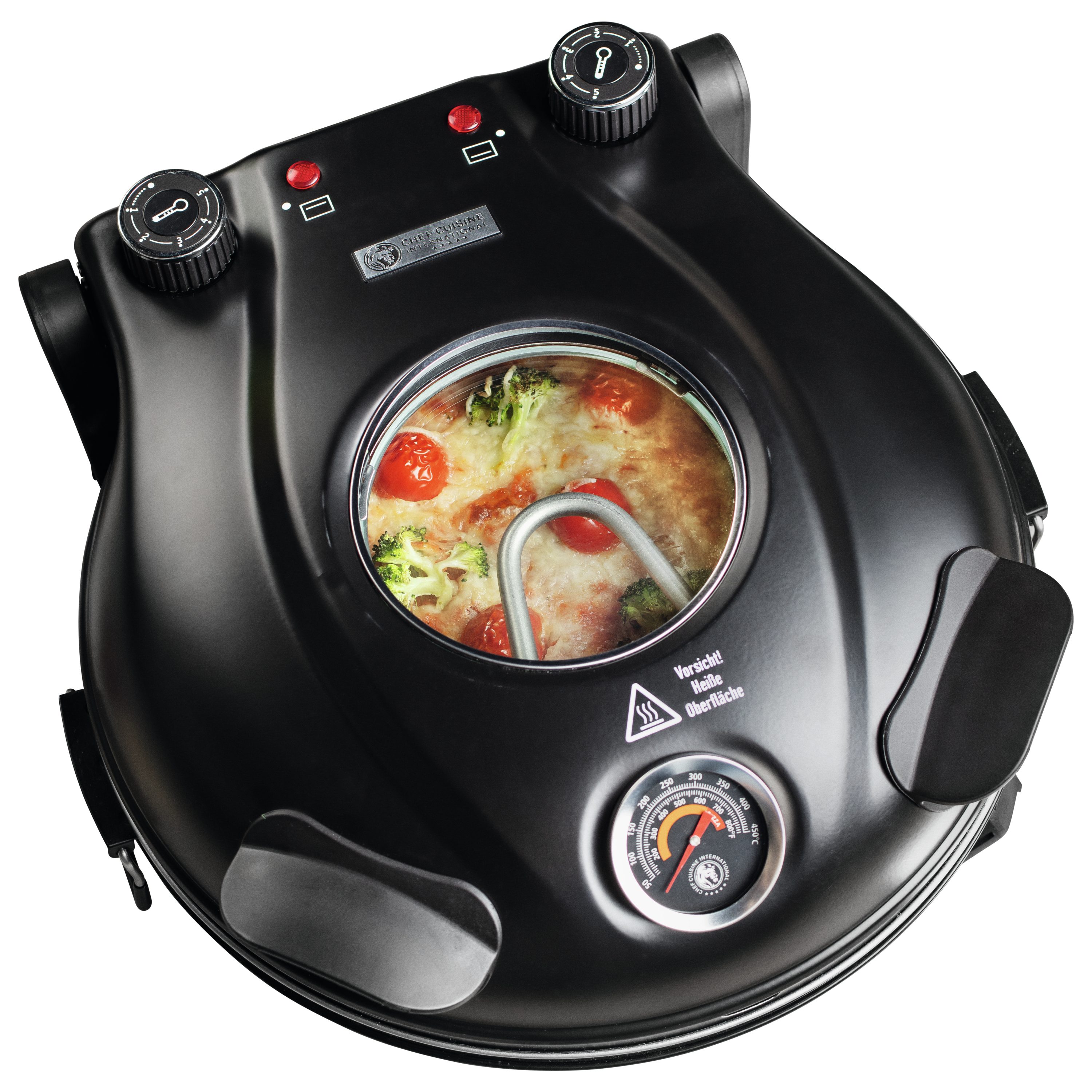 CHEF CUISINE International Pizzaofen Chef Cuisine Pizza Maker, 1.200 W, Ober-/Unterhitze regelbar, für Pizzen bis Ø 31 cm
