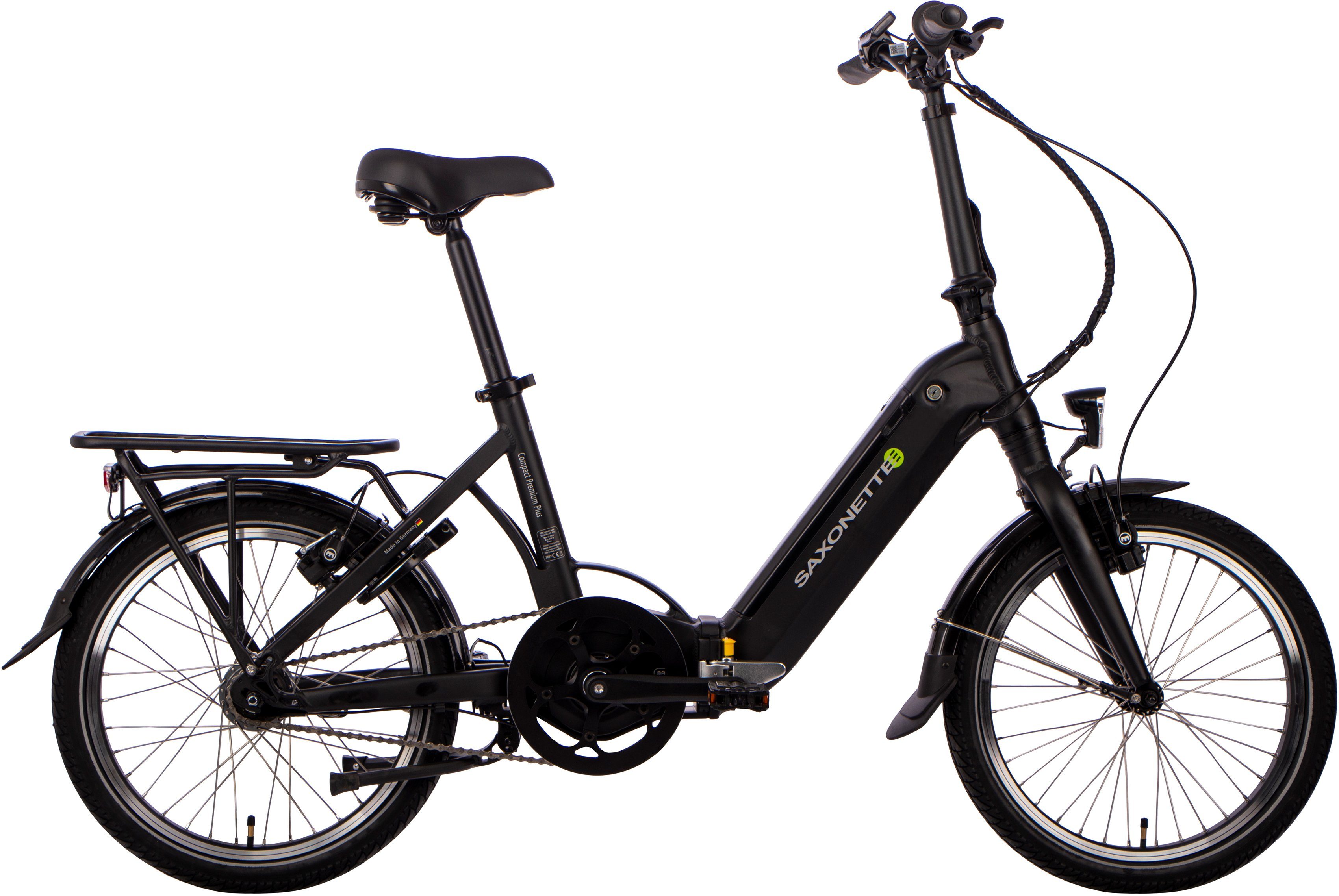 SAXONETTE E-Bike Compact Premium Plus, Gang, Akku, (mit 360 Akku-Ladegerät) Wh Nabenschaltung, 7 Mittelmotor