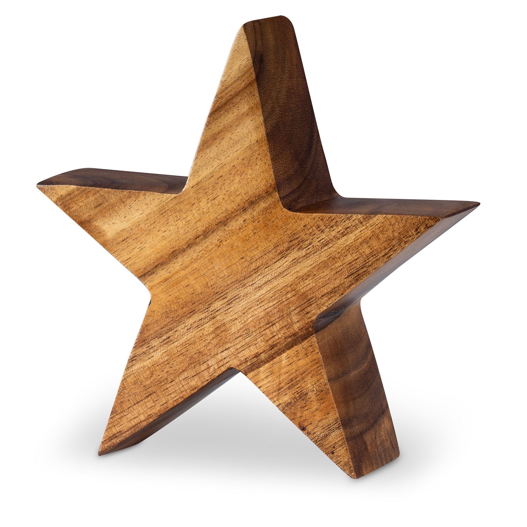 Levandeo® Dekoobjekt, Stern Holzstern Akazie 15cm Akazienholz Braun Natur Deko Tischdeko