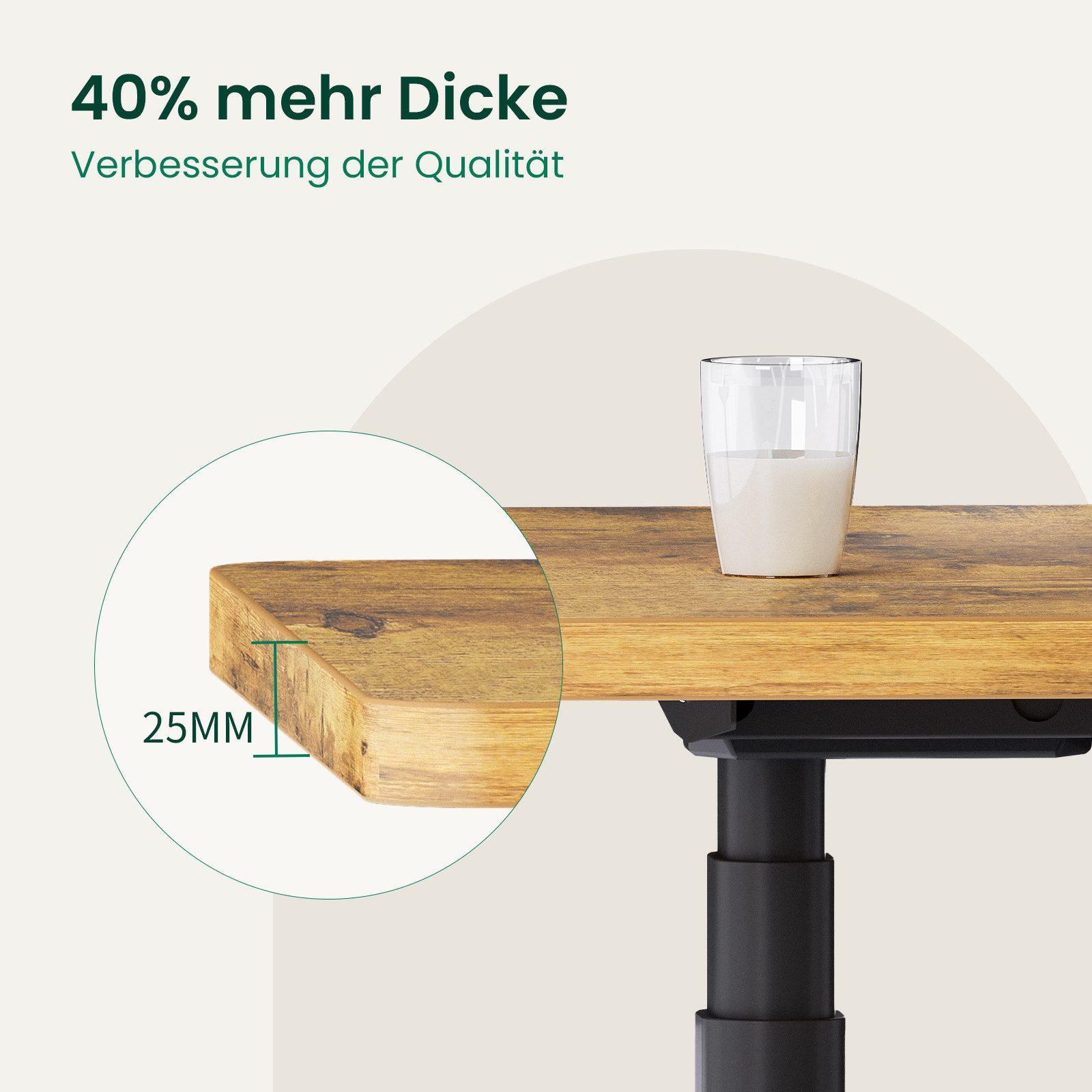 MAIDESITE Tischplatte für höhenverstellbare Schreibtische, Esstische & Gaming, 140x70 cm – 25 mm dick, weiß, robust