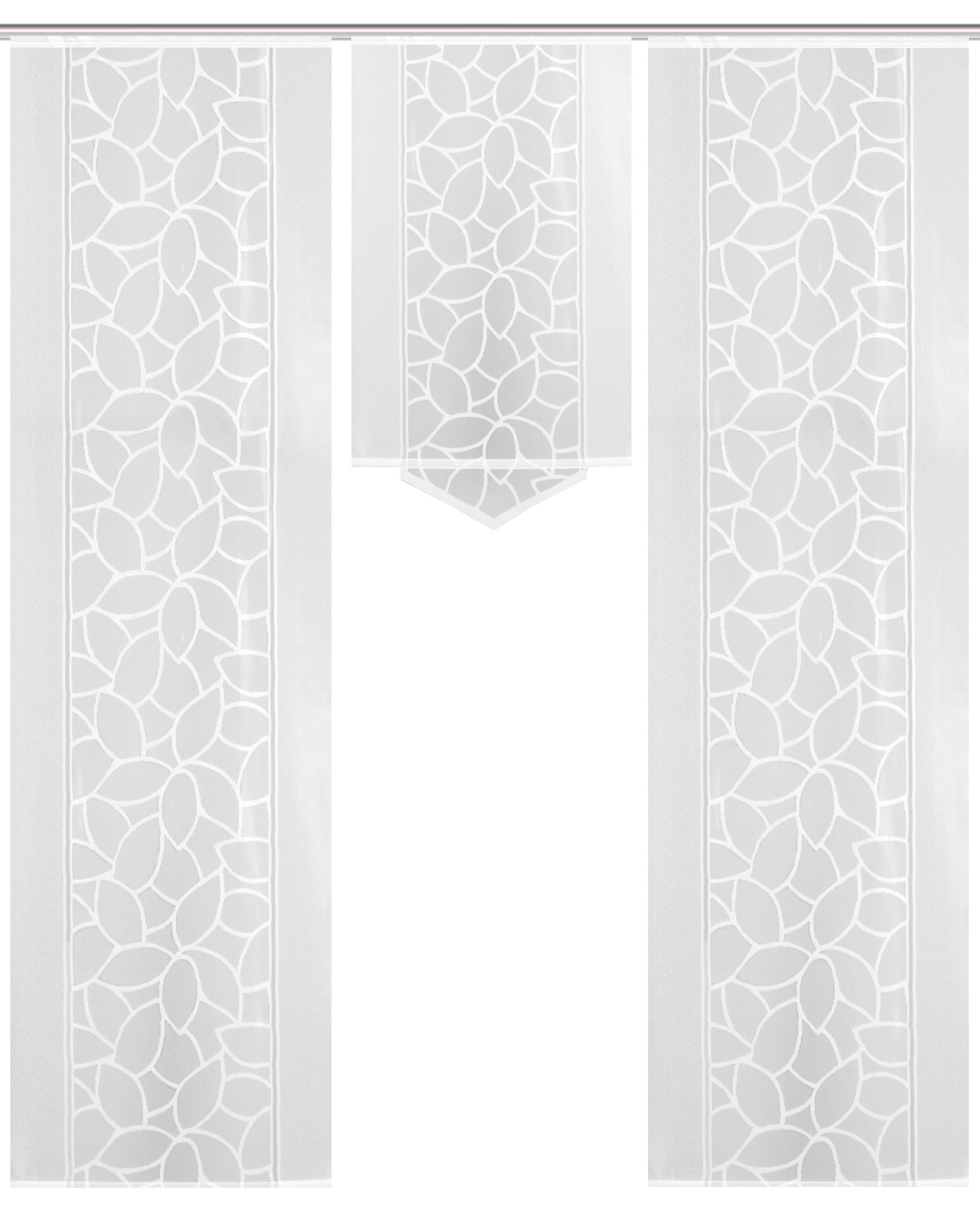 HOME WOHNIDEEN Schiebegardine JENNA (3 St), Klettband, halbtransparent, Schiebevorhang Jacquard Set