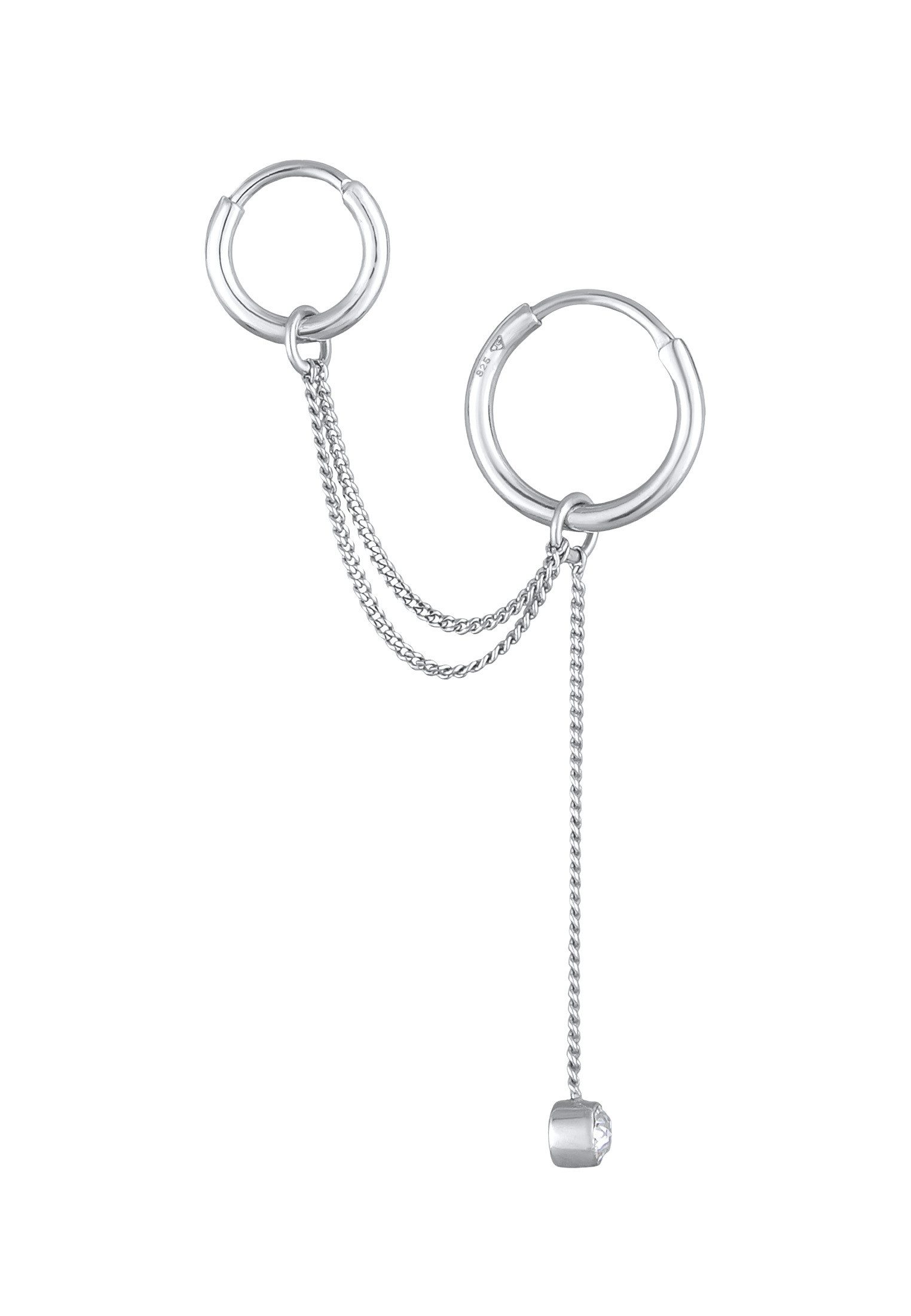 Elli Paar Creolen Ear Chain Creolen Kristall Modern 925 Silber