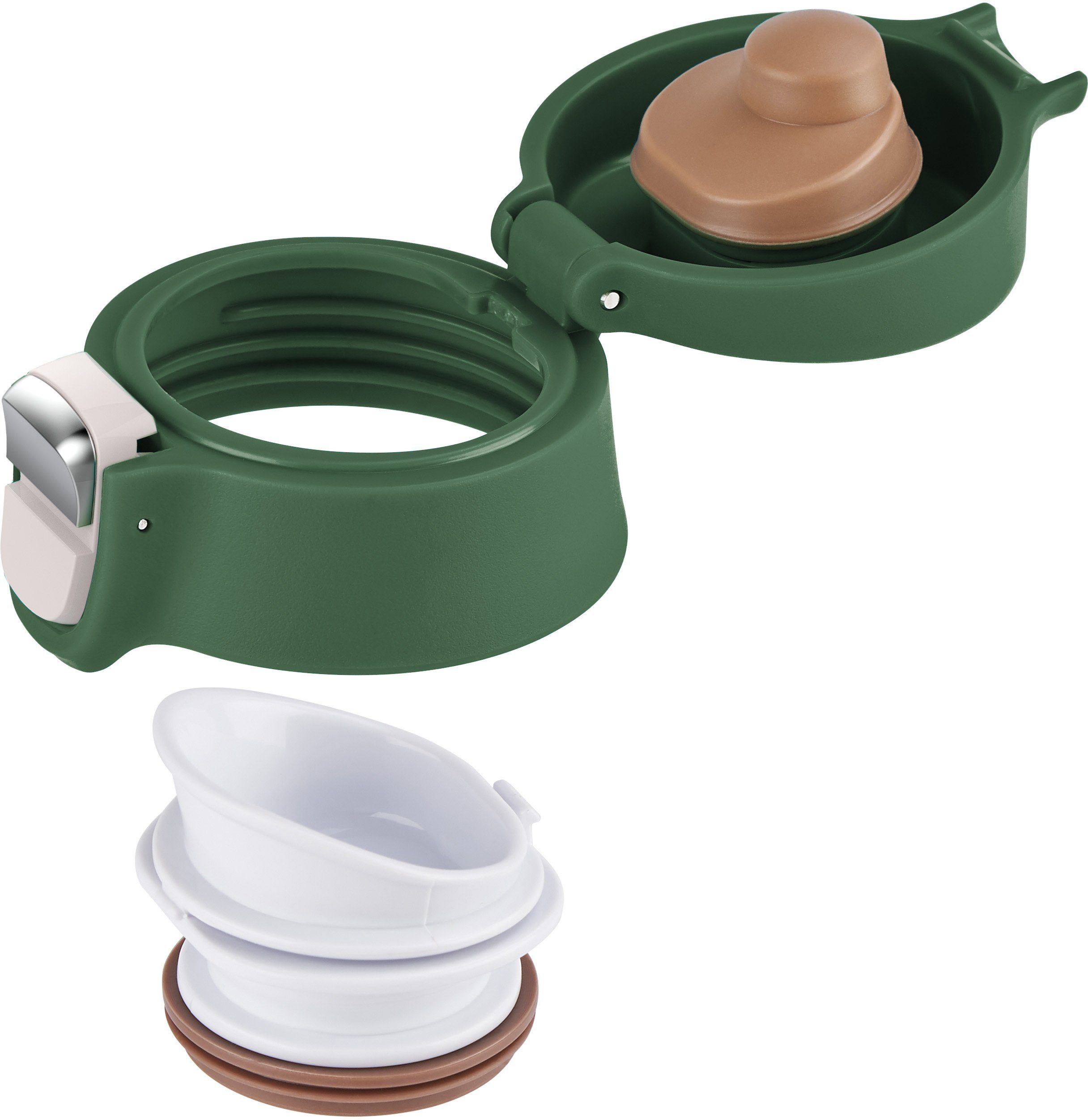 Emsa Thermobecher Travel Mug, Edelstahl, Kunststoff, 0,4L, leicht, Edelstahl, Klappverschluss, 100% dicht, 8h heiß/16h kalt