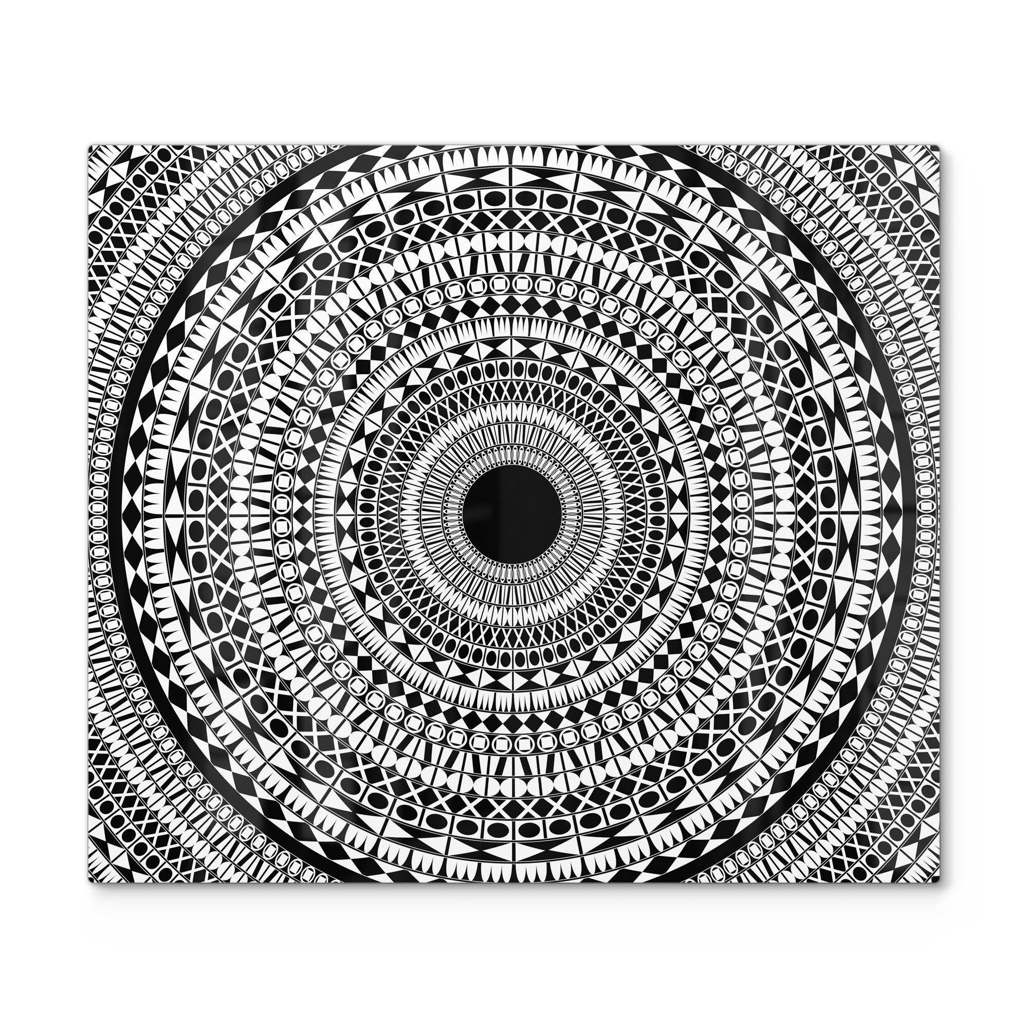 DEQORI Herdblende-/Abdeckplatte 'Kreisförmiges Mandala', Glas, (1 tlg), Glas Herdabdeckplatte Ceranfeld Herd