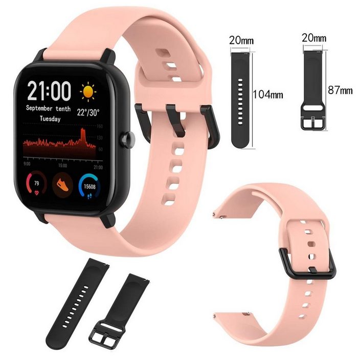 Wigento Smartwatch-Armband Für Amazfit GTS4 Mini Uhr Kunststoff / Silikon Armband Größe L Männer Ersatz Arm Band Rosa