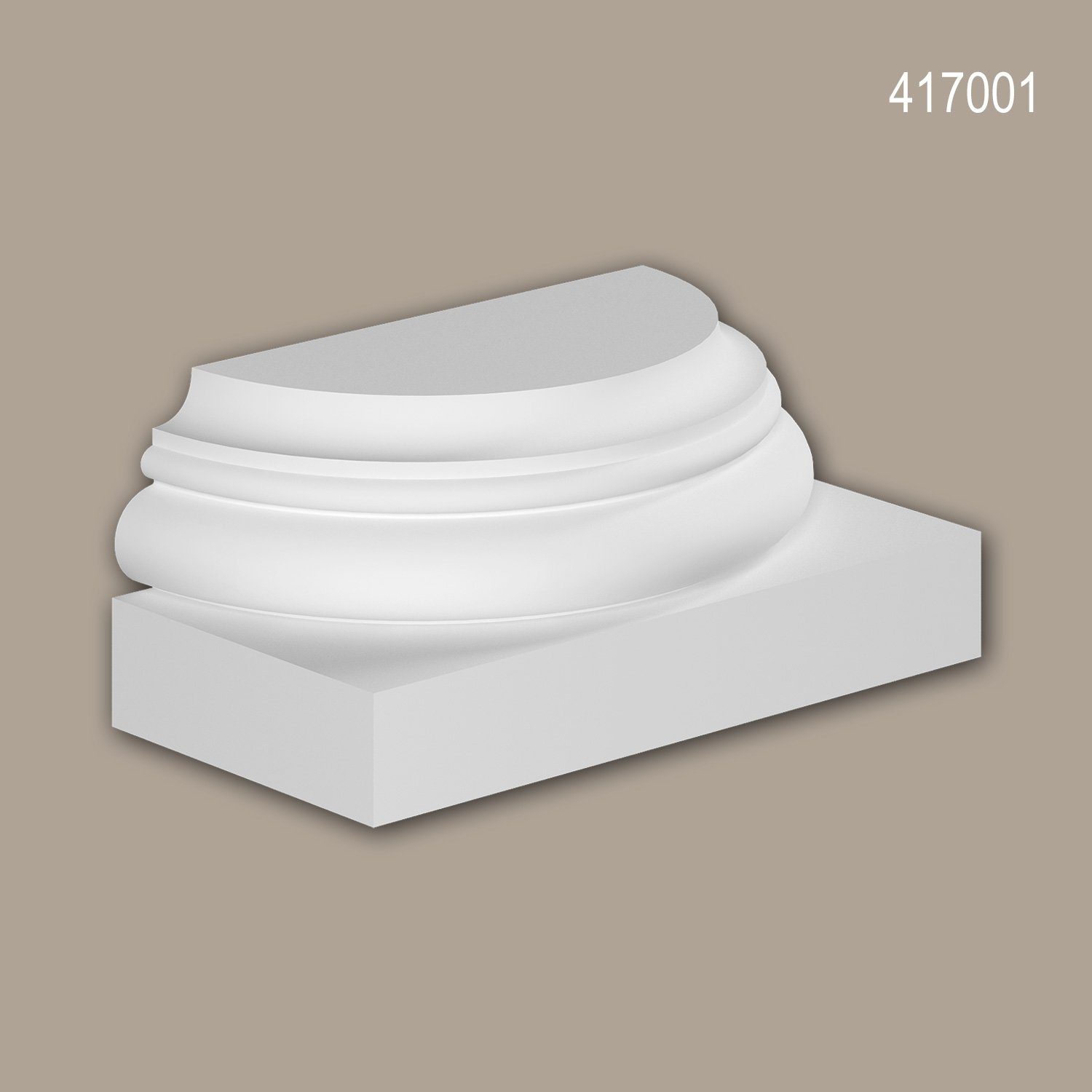 Profhome Wanddekoobjekt 417001 (Halbsäulen Sockel, 1 St., Fassadenstuck, Säule, Zierelement, Außenstuck), weiß, vorgrundiert, für Fassadendekoration, Stil: Toskanisch
