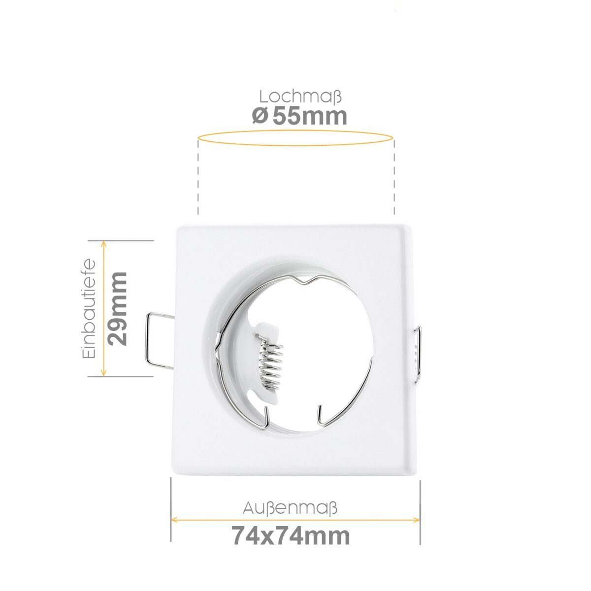 Sweet LED Deckenspot spot eckig weiß GU10 230V 10 stück, ohne Leuchtmittel, Einbauspots, Deckenspots, Einbaustrahler, Deckenlampe