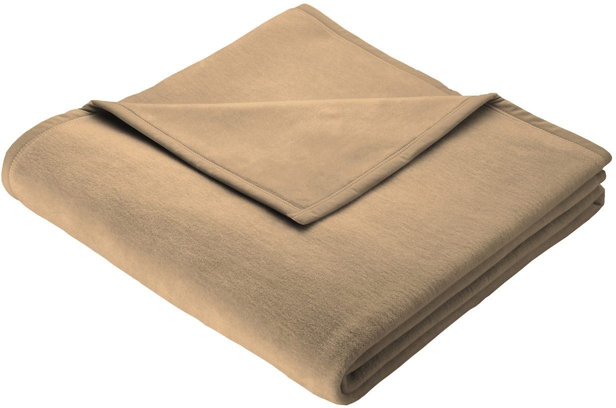 gute Kuscheldecke Biederlack, Wohndecke Uni, camelfarben Wärmehaltung, Thermosoft