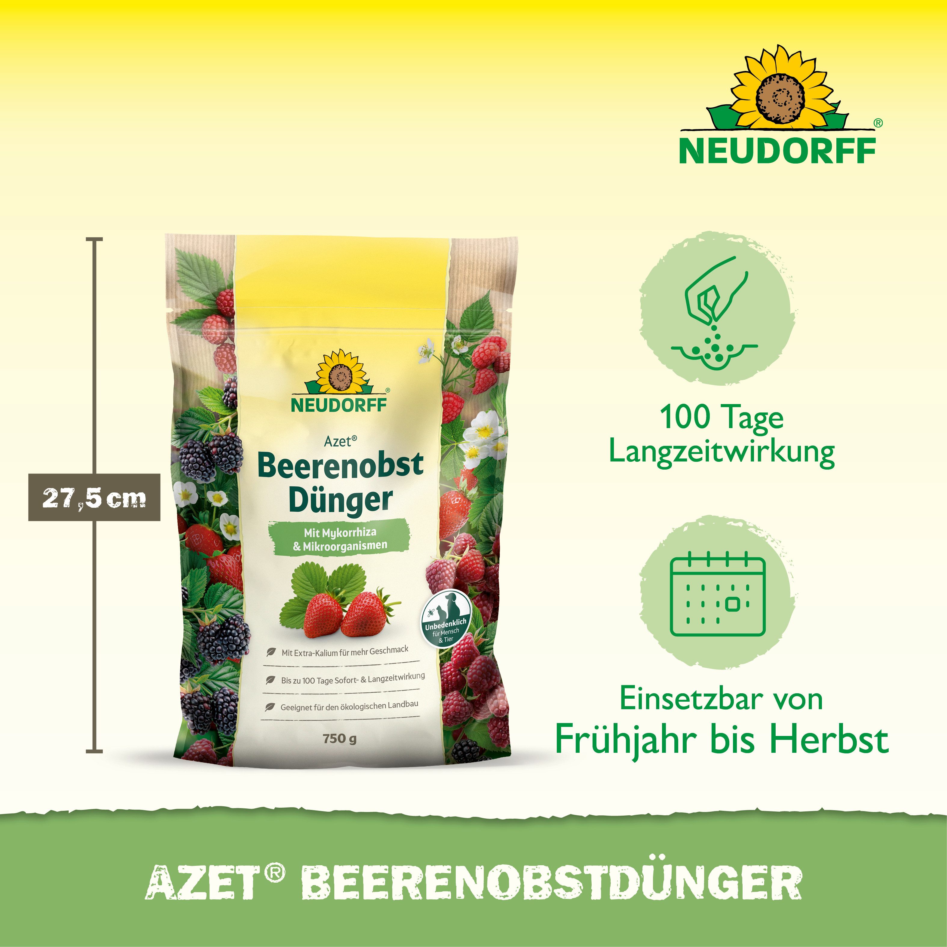 Neudorff Obstdünger Azet Beeren- & ObstDünger 750 g, organischer Langzeitdünger mit Sofort- & Langzeitwirkung, Himbeer & Erdbeer Dünger aus natürlichen Rohstoff – Bild 3 von 5