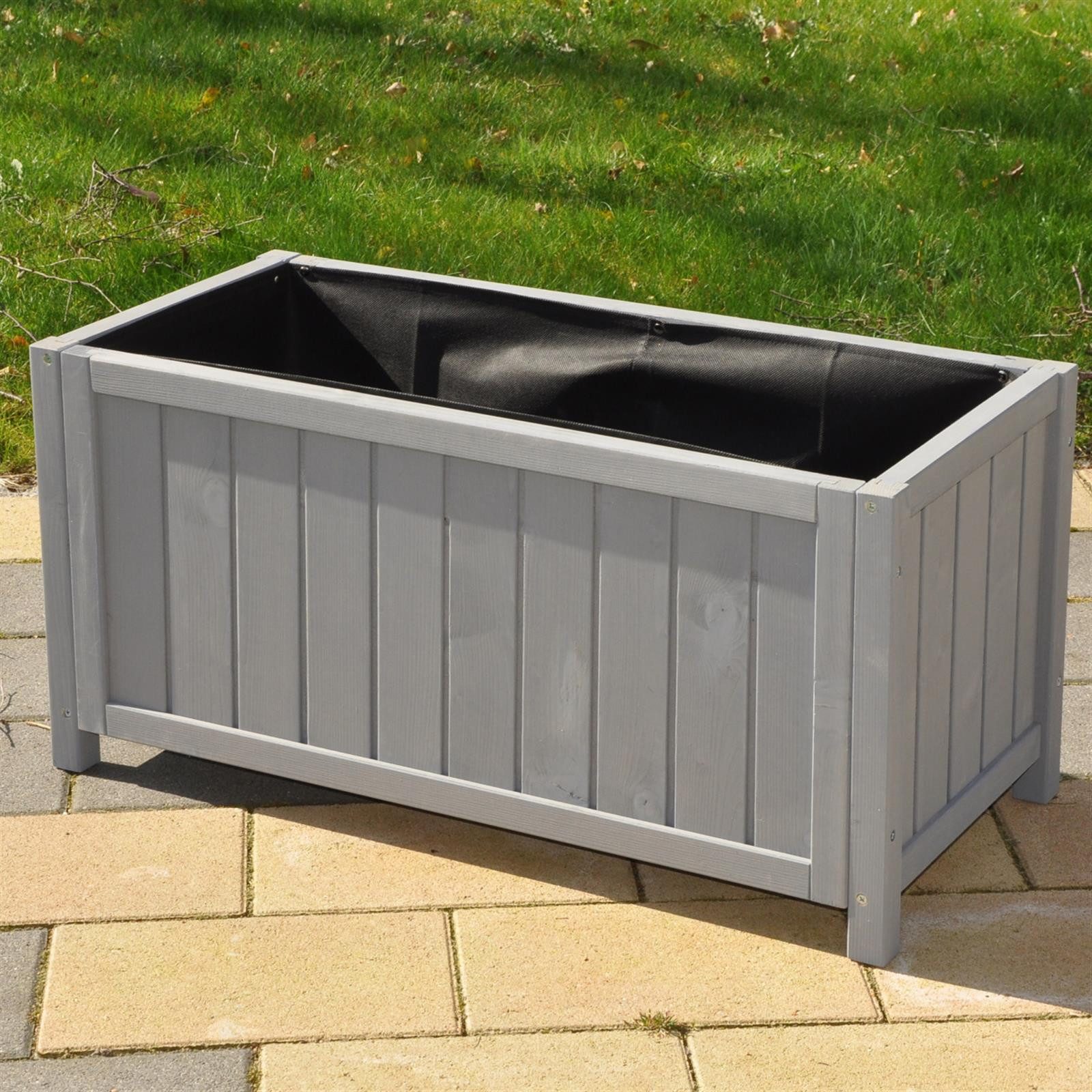 dazikemo Hochbeet Pflanzkasten / Pflanztrog grau 75 x 35 x 36 cm