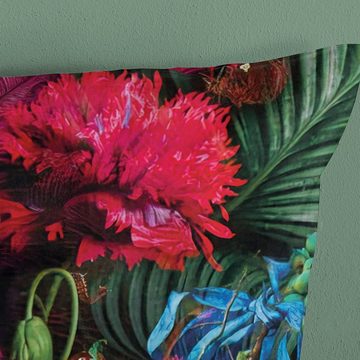 Bettwäsche Papagei 135x200 + 80x80 cm, 100 % Polyester, florales Muster, MTOnlinehandel, Mikrofaser, 2 teilig, Wende-Bettwäsche mit Blumen-Design