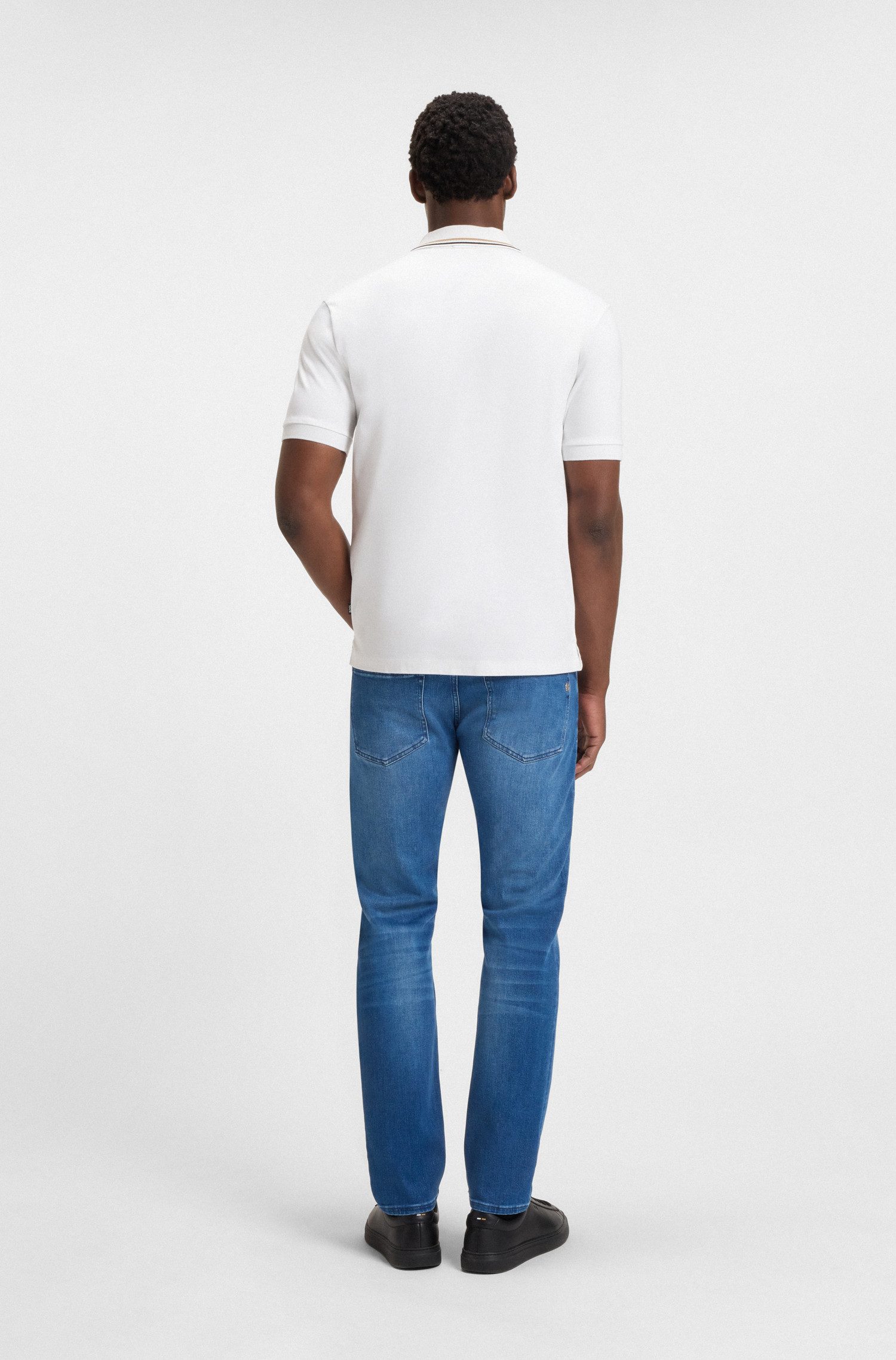 BOSS Poloshirt Penrose 38 aus Baumwolle mit gestreiftem Kragen, slim fit – Bild 4 von 4