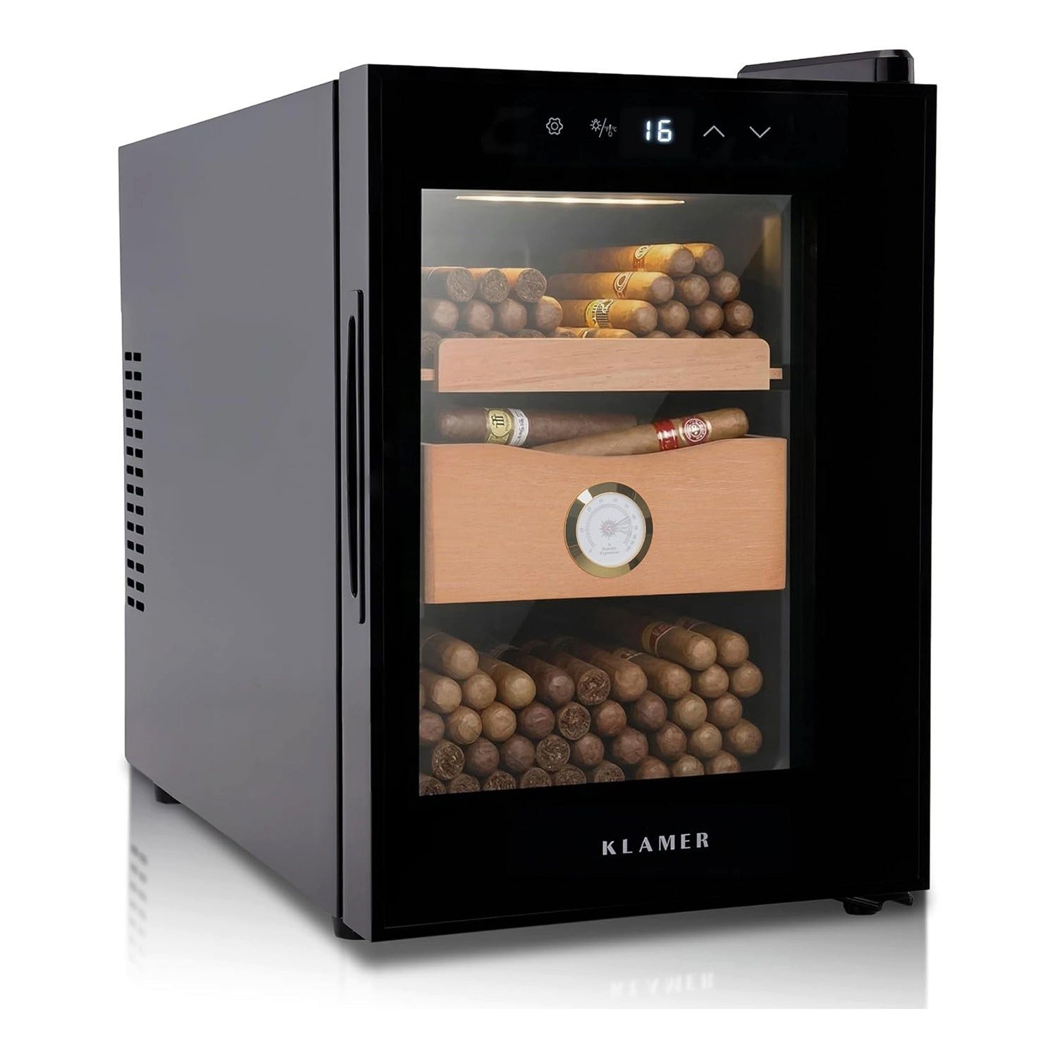 KLAMER Humidor 17 L, Kühlschrank & Heizung 16–22°C, Thermoelektrisch, Hygrometer, Lü…, Dual-Funktions-System, Perfektes Klima-Management