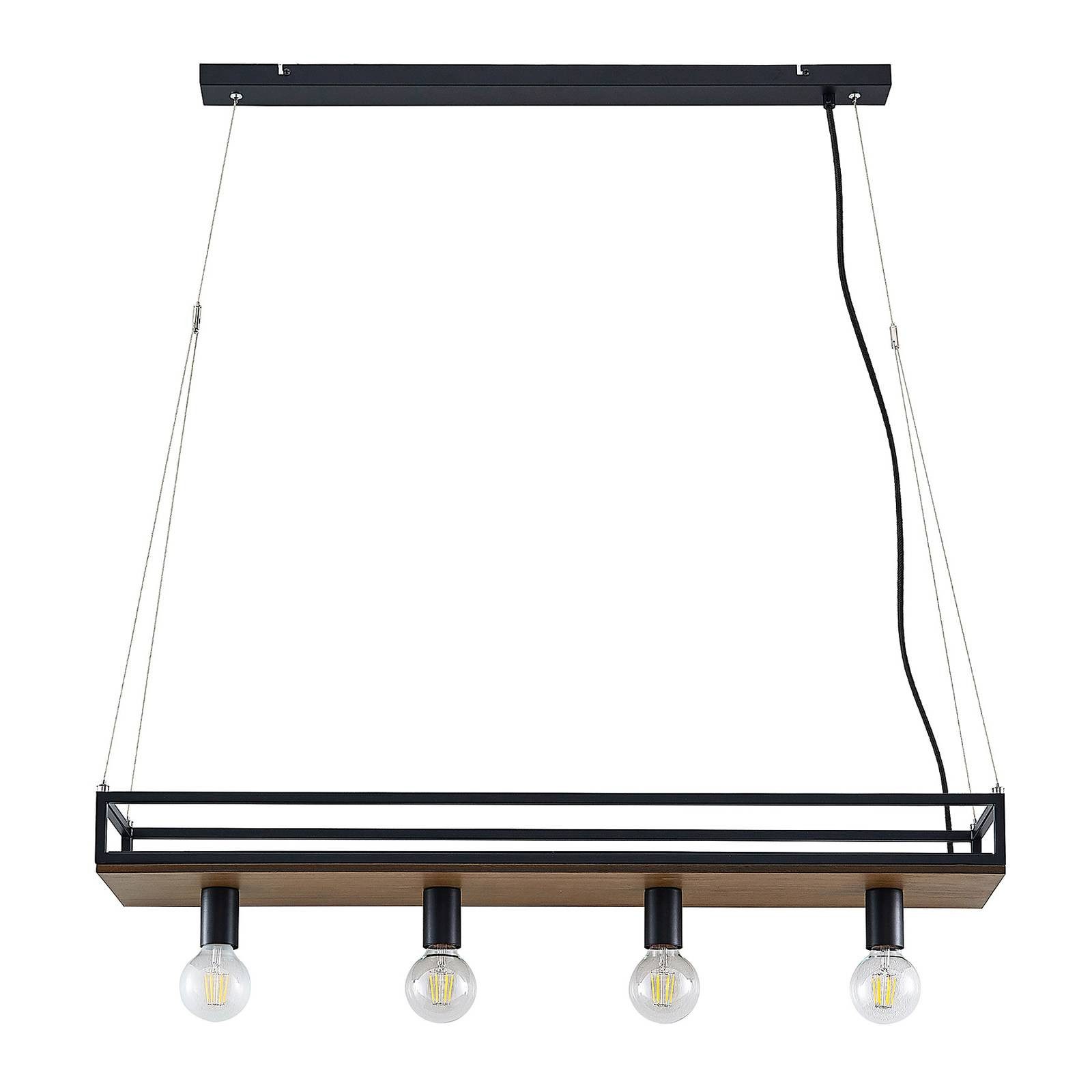 Lindby Hängeleuchte Kirista, Metall, Schwarz IP20, 4 x 15 W LED