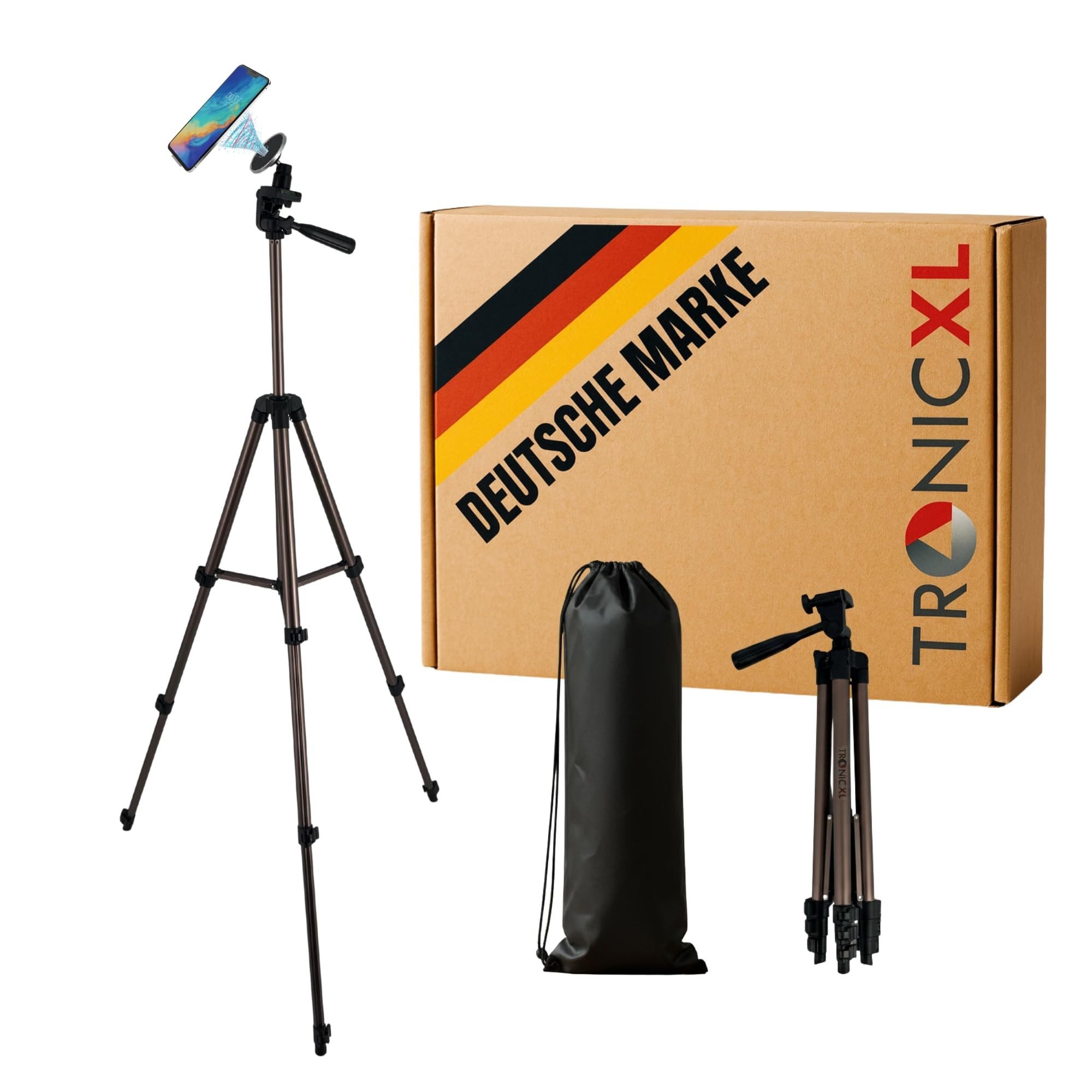 TronicXL Handystativ mit Magnet Halterung magnetisch Handy Smartphone Halterung Dreibeinstativ (passend für Apple iPhone Samsung Google Pixel)