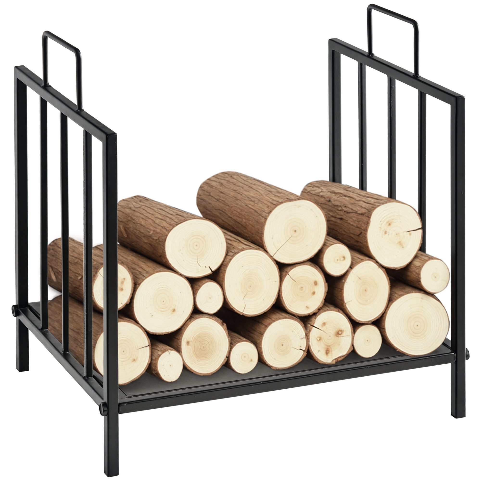 Outsunny Kaminholzregal Brennholzregal, BxTxH:44.5x33x46.5 cm, (erhöhtes Design, 1-St., Metallrahmen), für drinnen und draußen, Schwarz