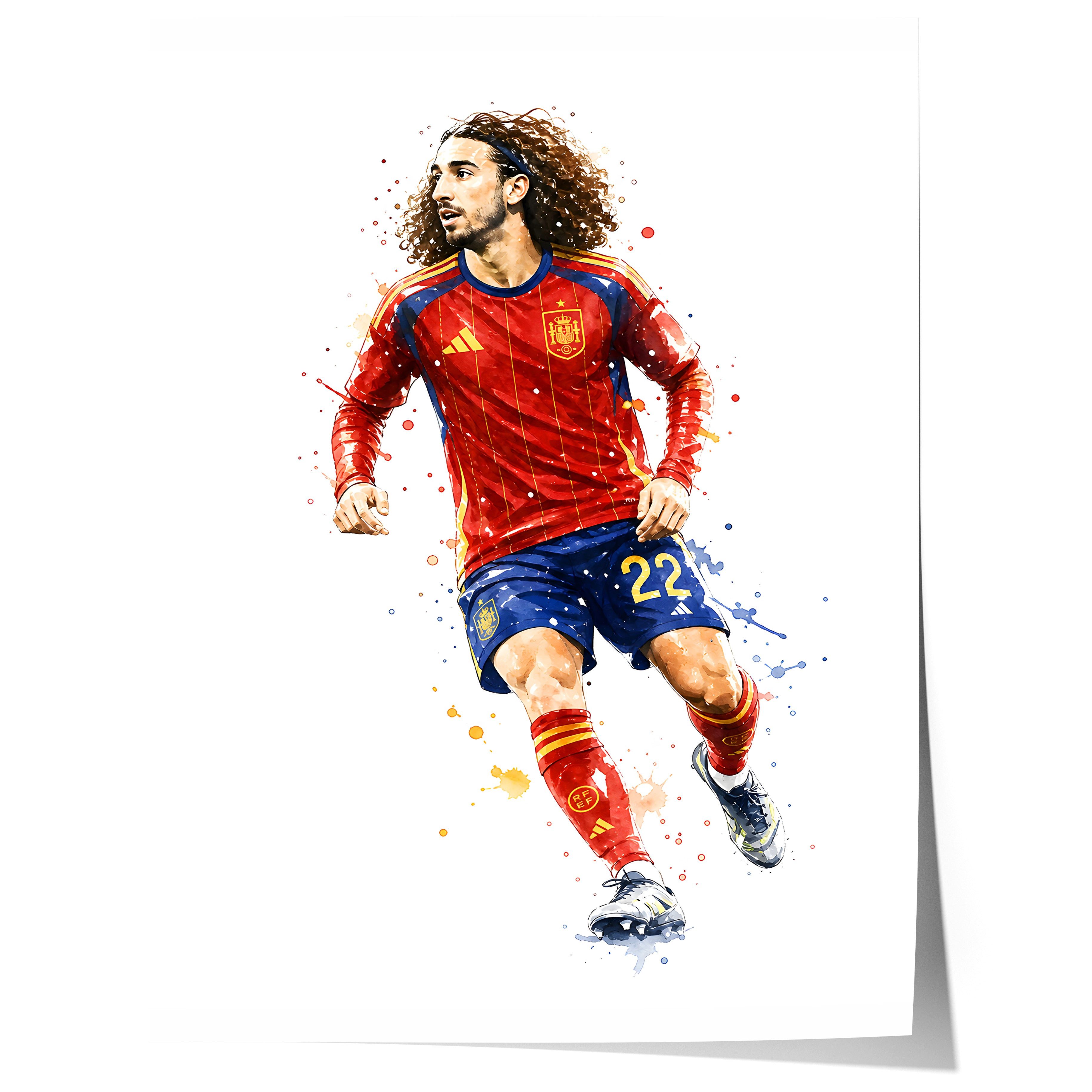 JUSTGOODMOOD Poster Spanien Fussball Geschenkidee Aquarell Sport Wandbild Deko Print ohne, (1 St)
