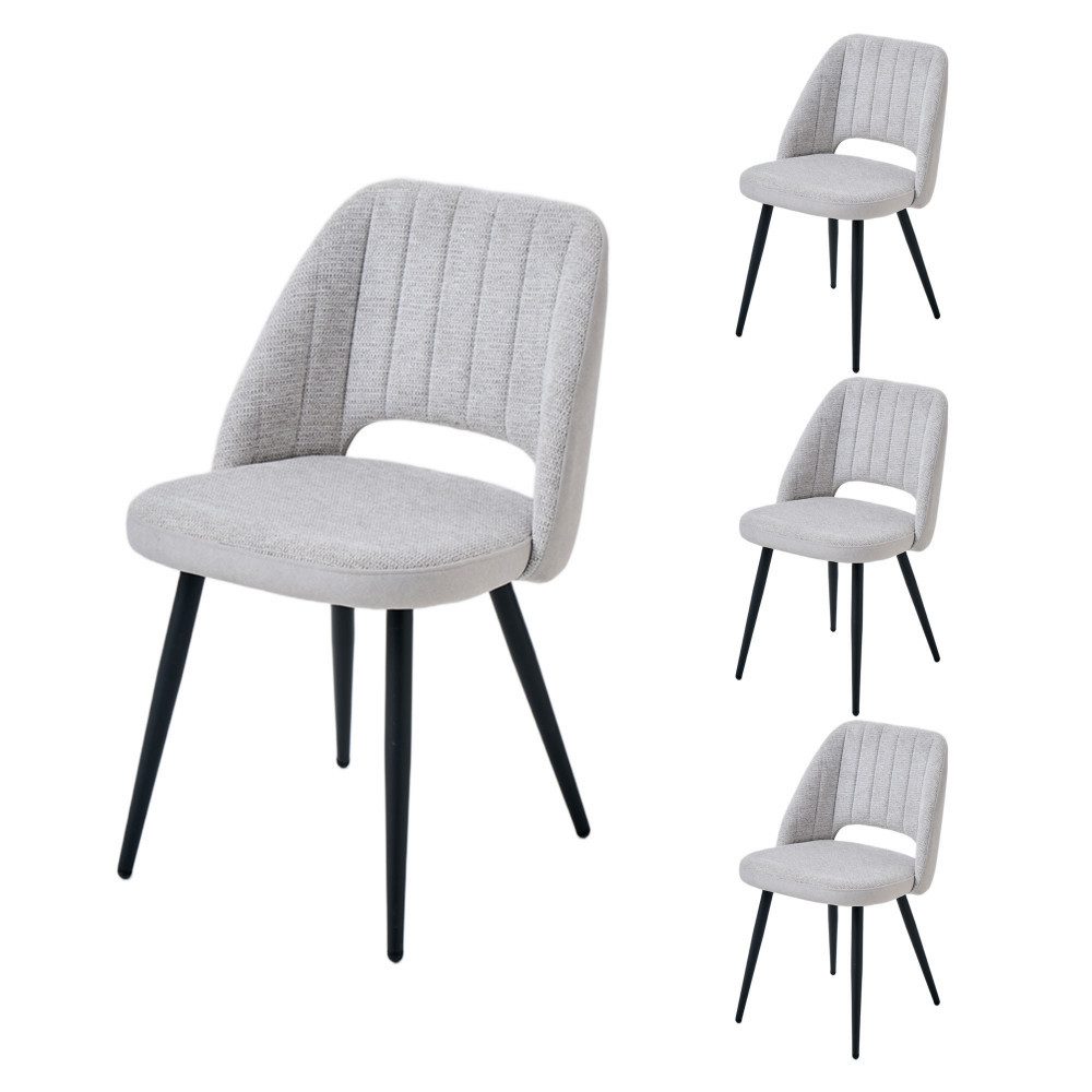 PPkrimnel Polsterstuhl Esszimmerstuhl mit vertikaler Steppung & ergonomischer Hohllehne (4 St), Chenille Wohnzimmerstuhl mit Metallbeinen, 4er-Set – Bild 3 von 5