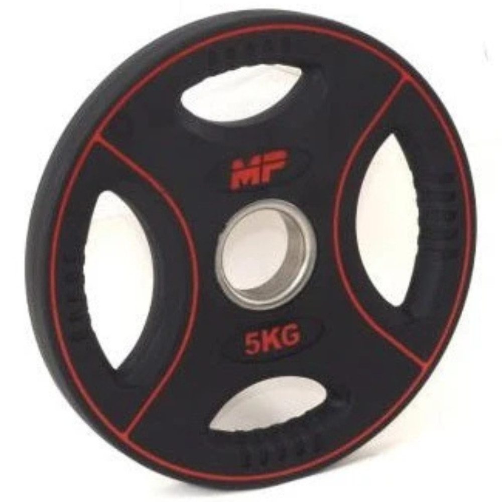 Muscle Power Hantelscheibe Muscle Power PU 4-Grip Hantelscheibe 5 kg - 50 mm