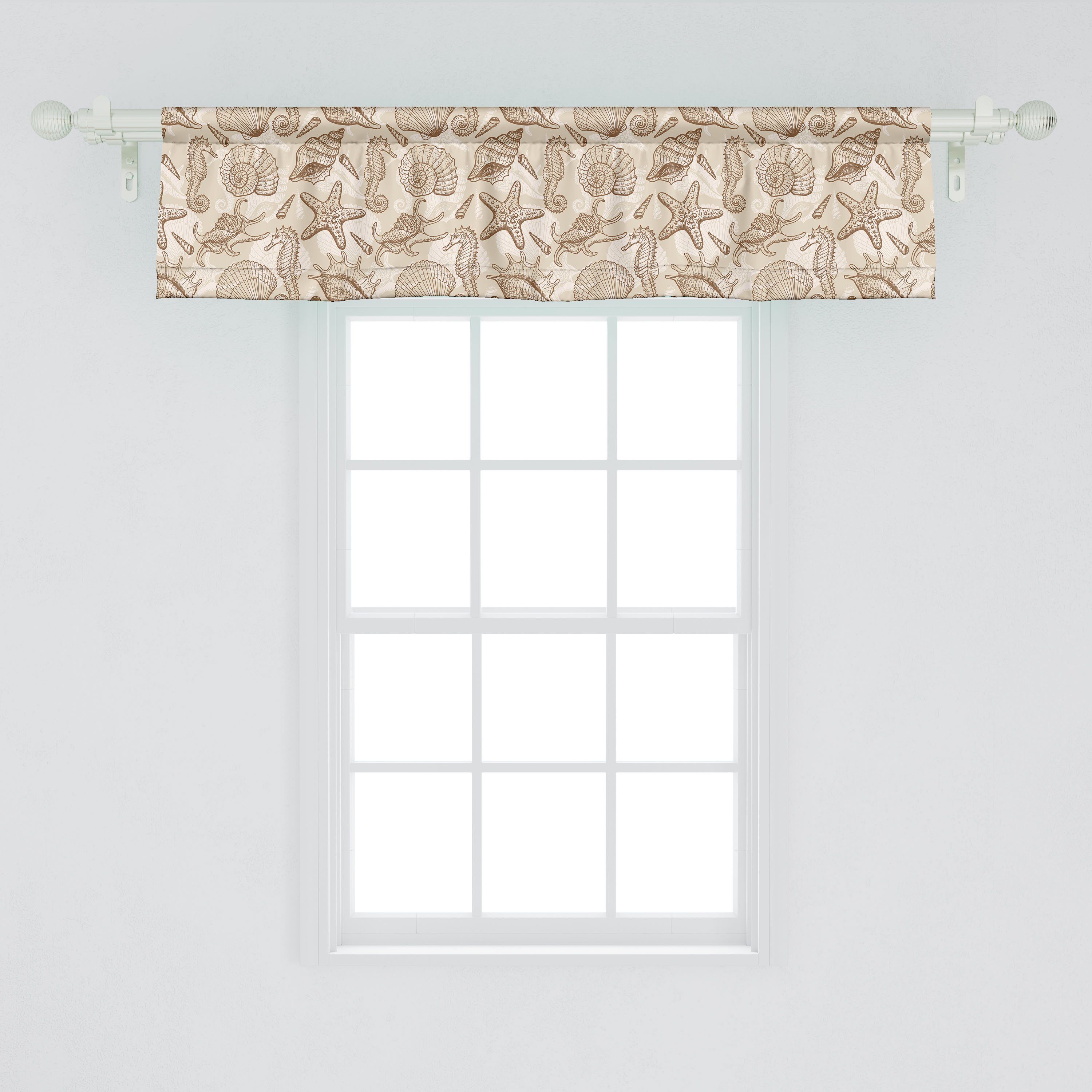 Schlafzimmer Dekor Shells mit Vorhang für Volant Vintage Sea Microfaser, Scheibengardine Ozean-Entwurf Abakuhaus, Küche Stangentasche,