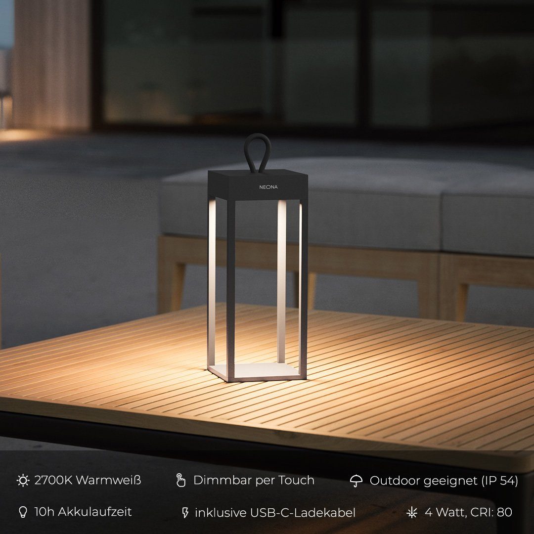 Neona LED Tischleuchte NERO Anthrazit, LED fest integriert, Warmweiß