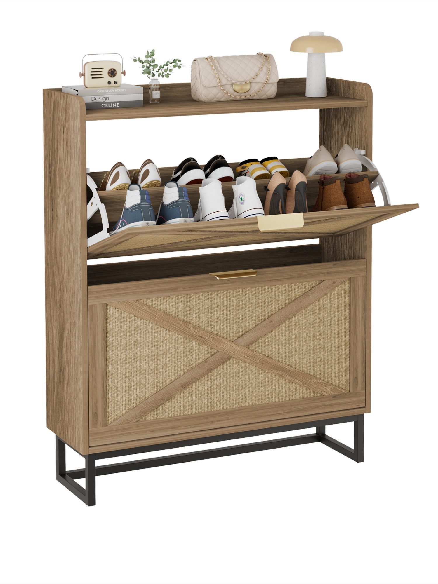 FiveWillowise Schuhschrank mit 2 Klappen, Holz günstig online kaufen