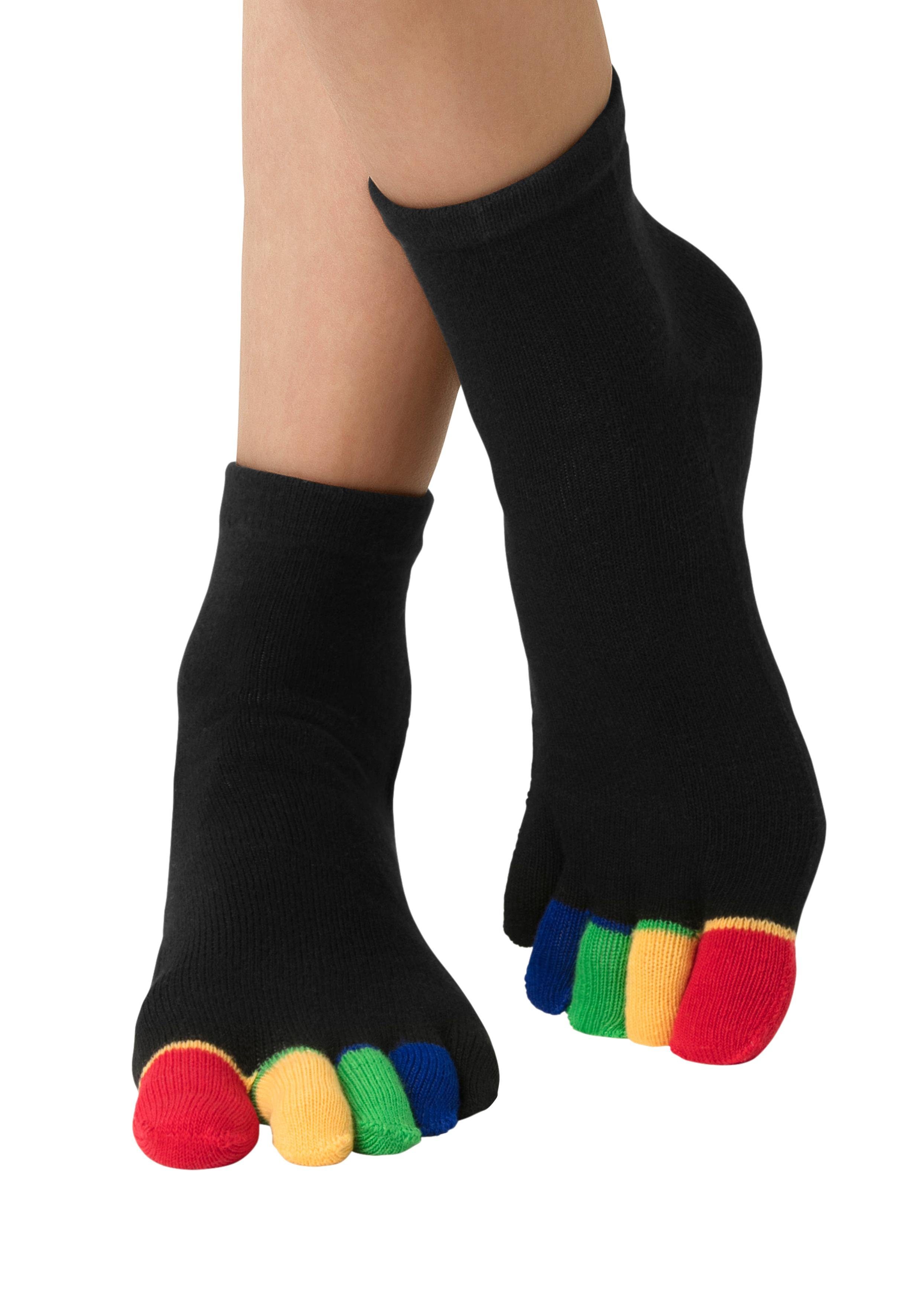 H.I.S Zehensocken Fünf Finger Socken, Zehenspalt Design, Geeignet für den Alltag (Packung, 1-Paar) im Streifenmuster weich und atmungsaktive Baumwolle