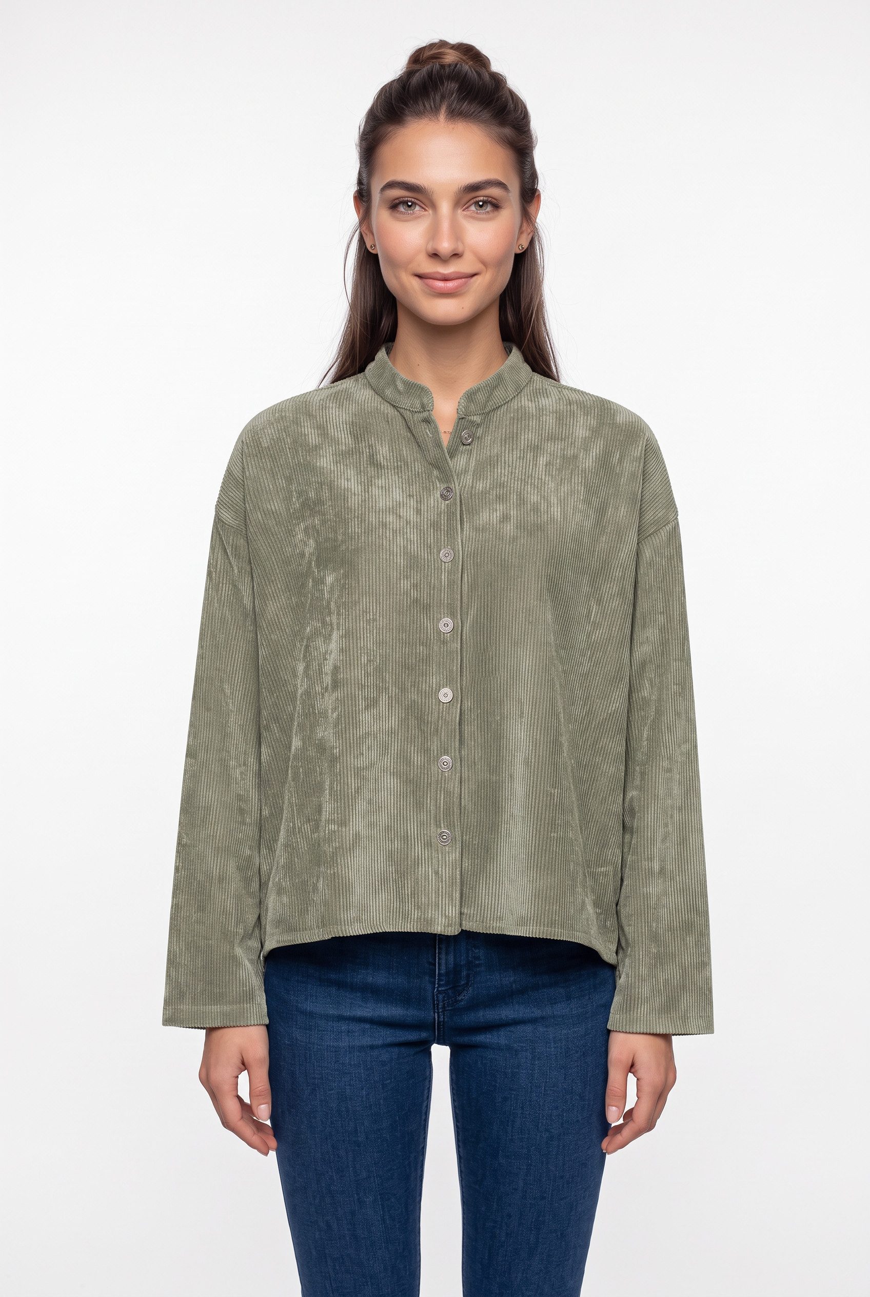 GANG Hemdbluse 94EMILY BLOUSE aus Cord, Stehkragen