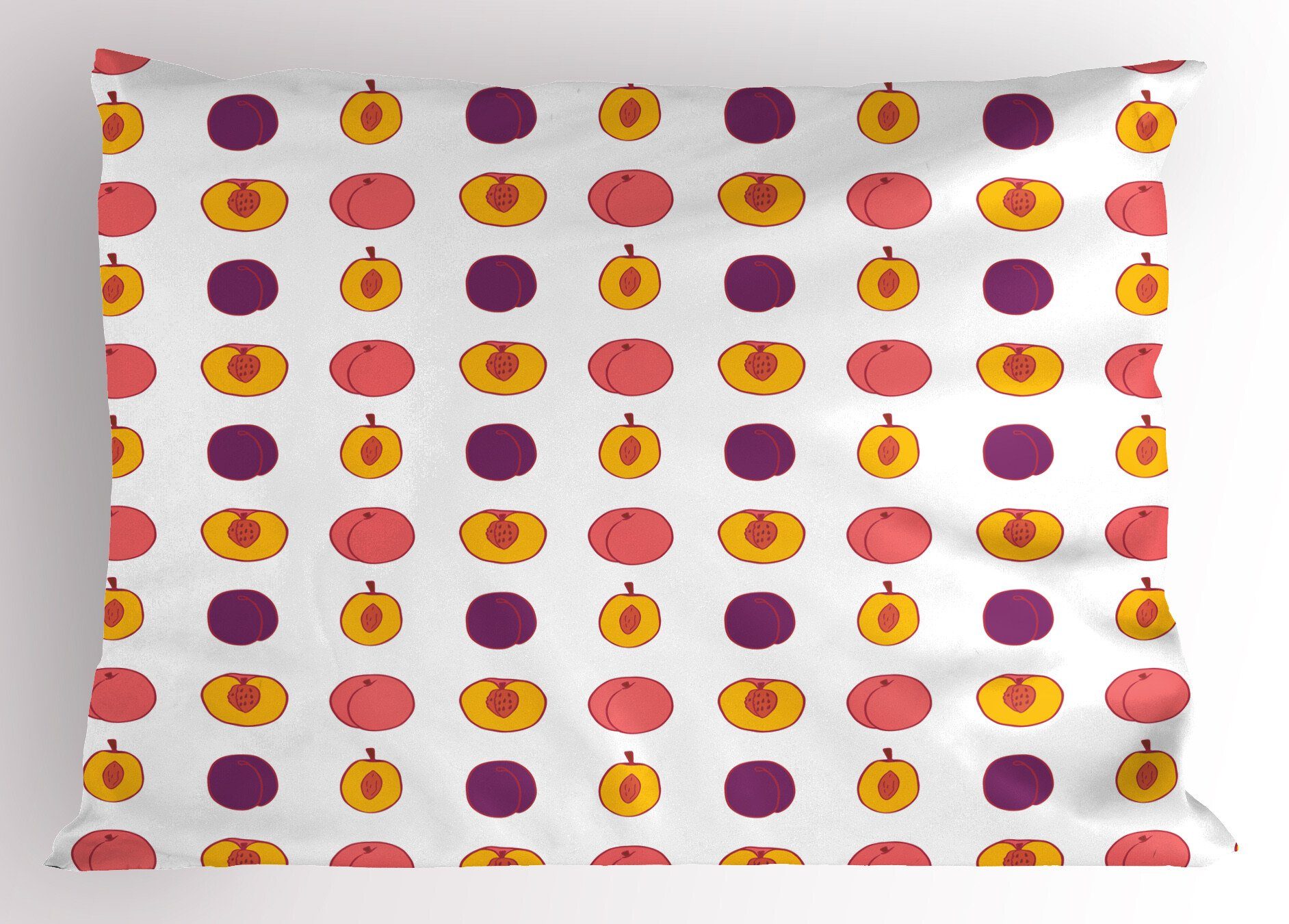 Abakuhaus Kissenbezüge Kopfkissenbezug, Plum Stück), Peach Gedruckter Dekorativer Standard Food Tasty Size Choices Obst (1
