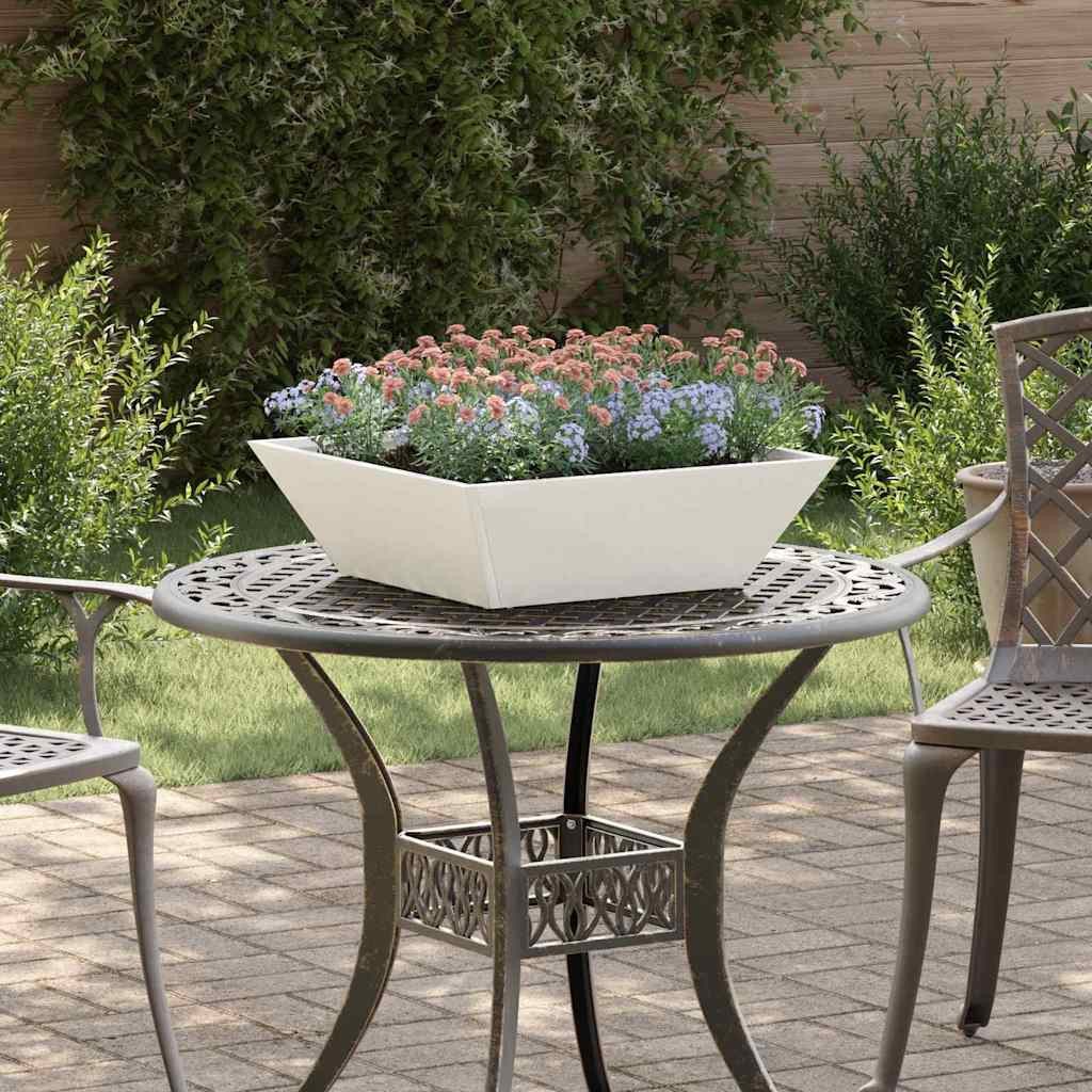 furnicato Blumentopf Garten-Pflanzgefäß 50 x 50 x 15 cm Weiß, Trapezförmiger Blumenkübel aus Stahl für deinen Garten oder Terrasse