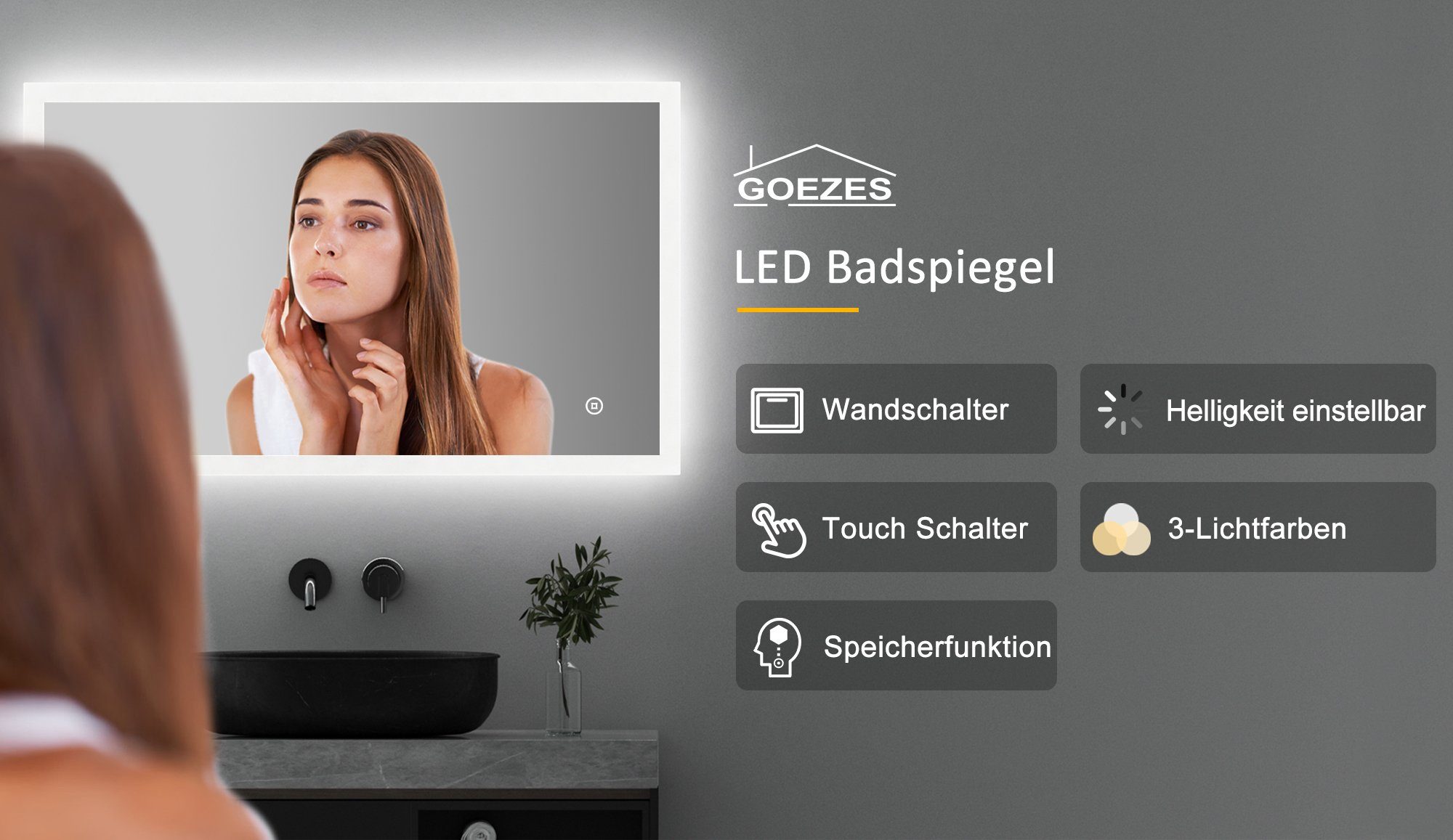 WDWRITTI Badspiegel LED Badspiegel mit Touch günstig online kaufen