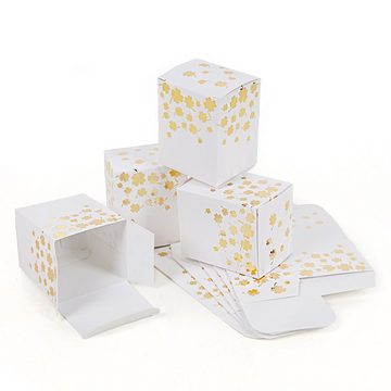 Logbuch-Verlag Geschenkbox 10 Geschenkboxen weiß gold foliert Kleeblätter (10 St), kleine Geschenkschachtel 8,5 x 6,5 x 5,5 cm