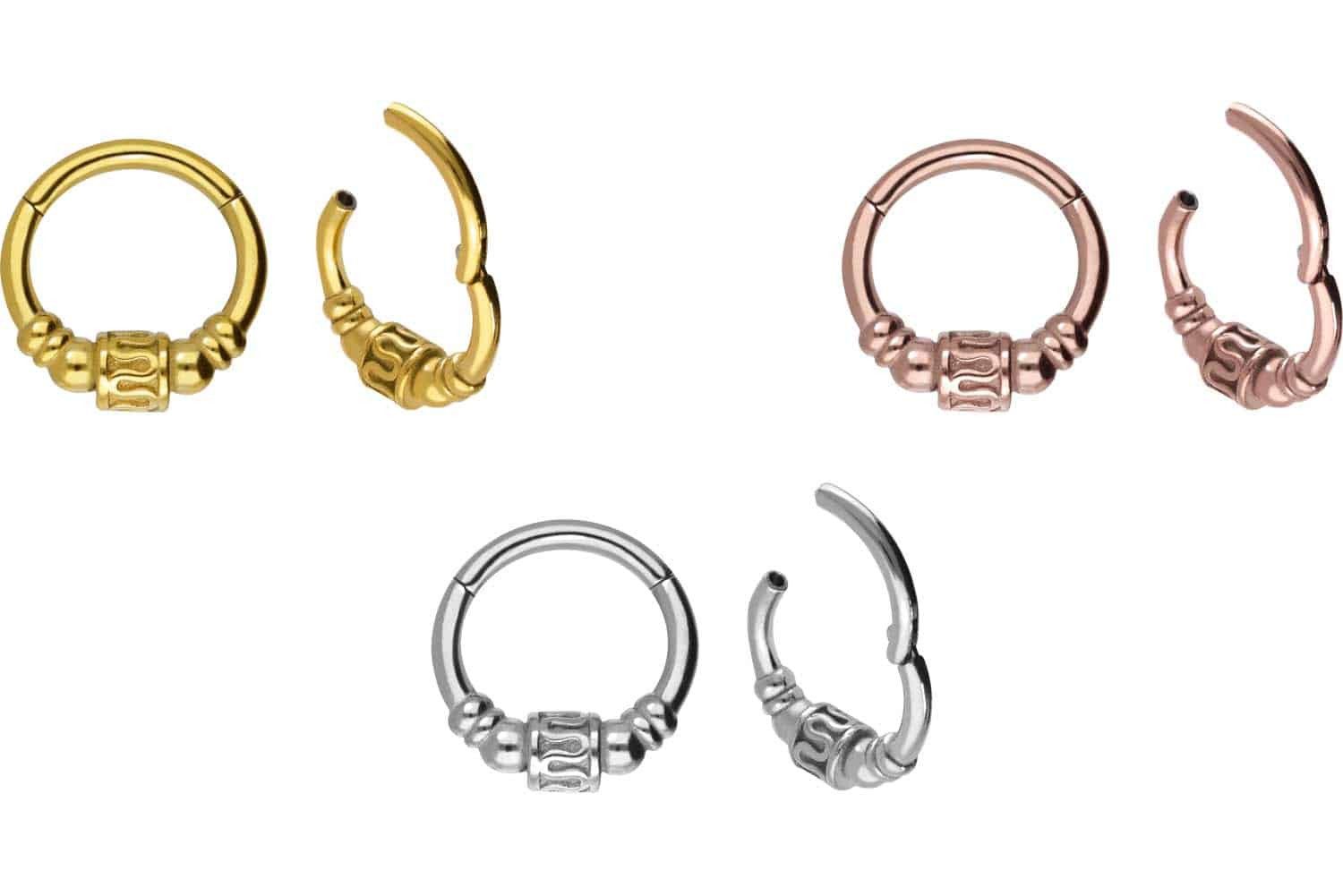 PIERCINGLINE Nasenpiercing Chirurgenstahl Segmentring Clicker ETHNO-DESIGN Ohrpiercing Septum (Clicker, 1-tlg), Ohrpiercing für Conch, Helix, Tragus, Daith, Lobe