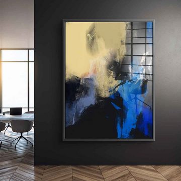 DOTCOMCANVAS® Acrylglasbild Extract - Acrylglas, Acrylglasbild blau gelb beige moderne abstrakte Kunst Druck Wandbild