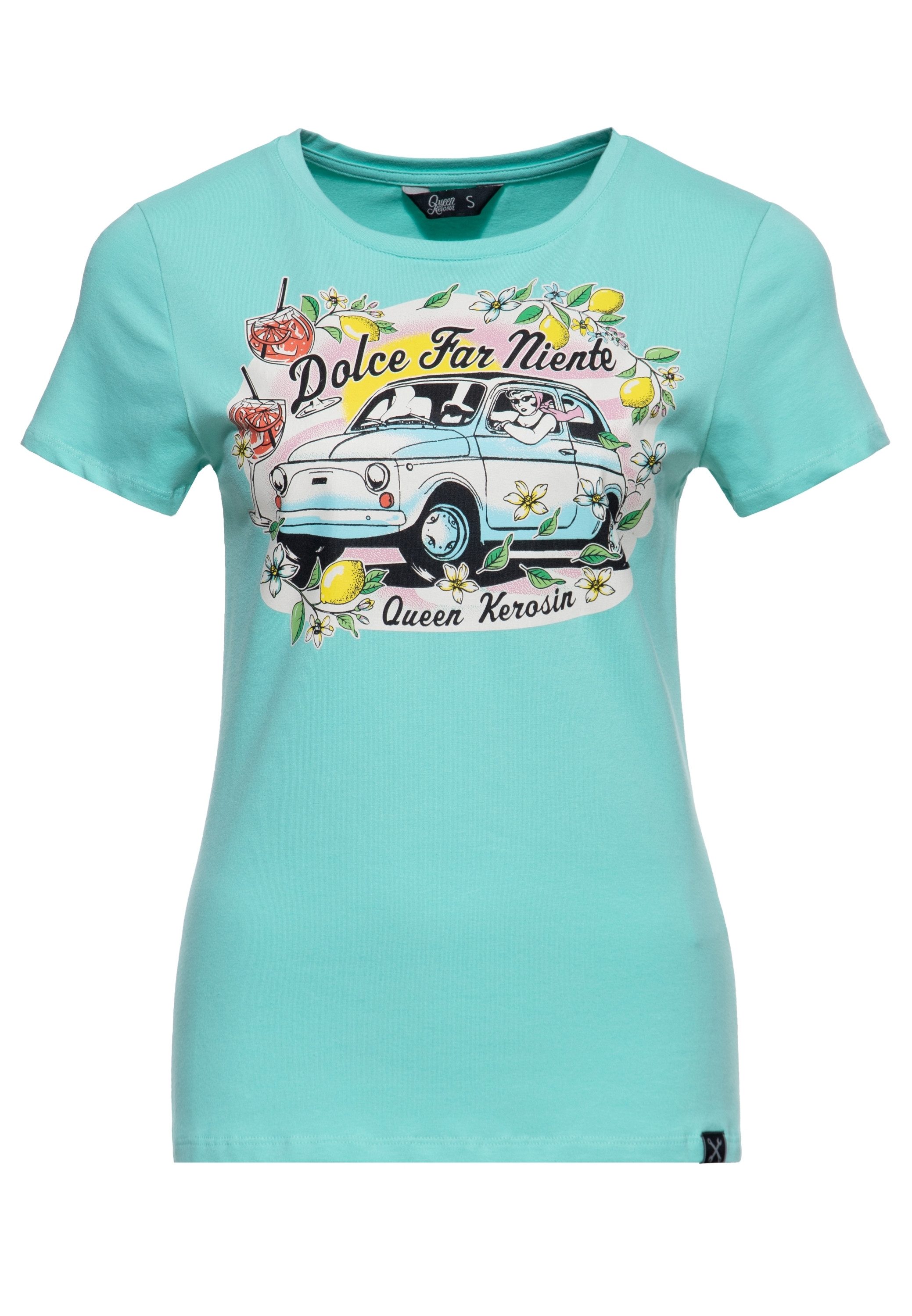 QueenKerosin Print-Shirt Dolce Far Niente (1-tlg) Frontprint mit mediterranem Urlaubsflair