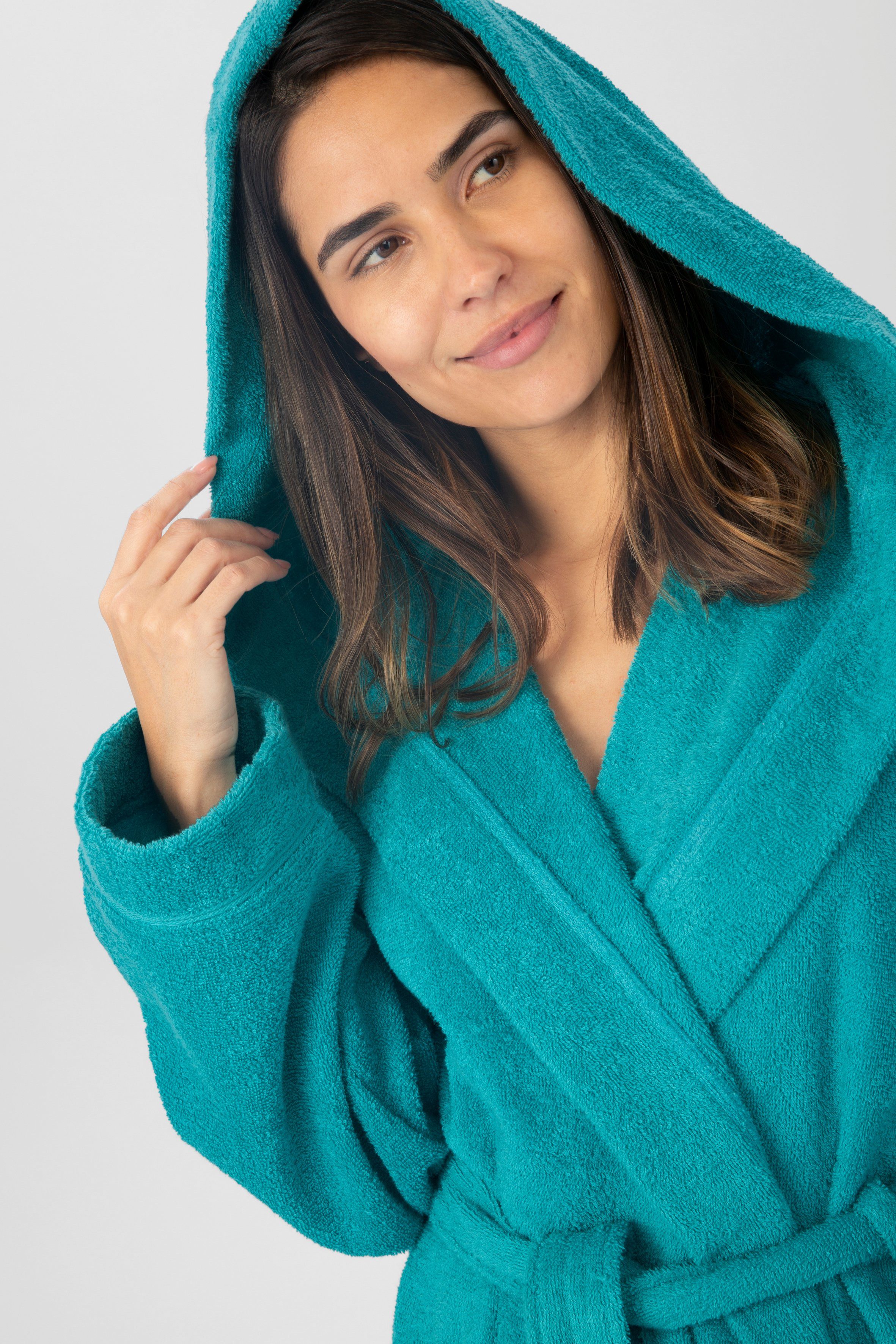 OTTO home Unisex-Bademantel Sanremo, ideal für Sauna & Spa, Hotelbademantel, Morgenmantel, Langform, Baumwolle, Kapuze, Gürtel, mit Taschen, Damen & Herren Bademäntel, S-3XL