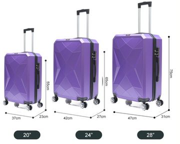 KESSMANN HOFFMANN Kofferset ABS Hartschalen Koffer 3 teilig Kofferset Reisekoffer groß, 4 Rollen, (Koffer-Set, 3 tlg., Leichtgewicht Rollkoffer 360° Rollen Reisen Urlaub Reisekoffer Set), Trolley Gepäckset Hartschalenkoffer Urlaubskoffer Handgepäck Organizer