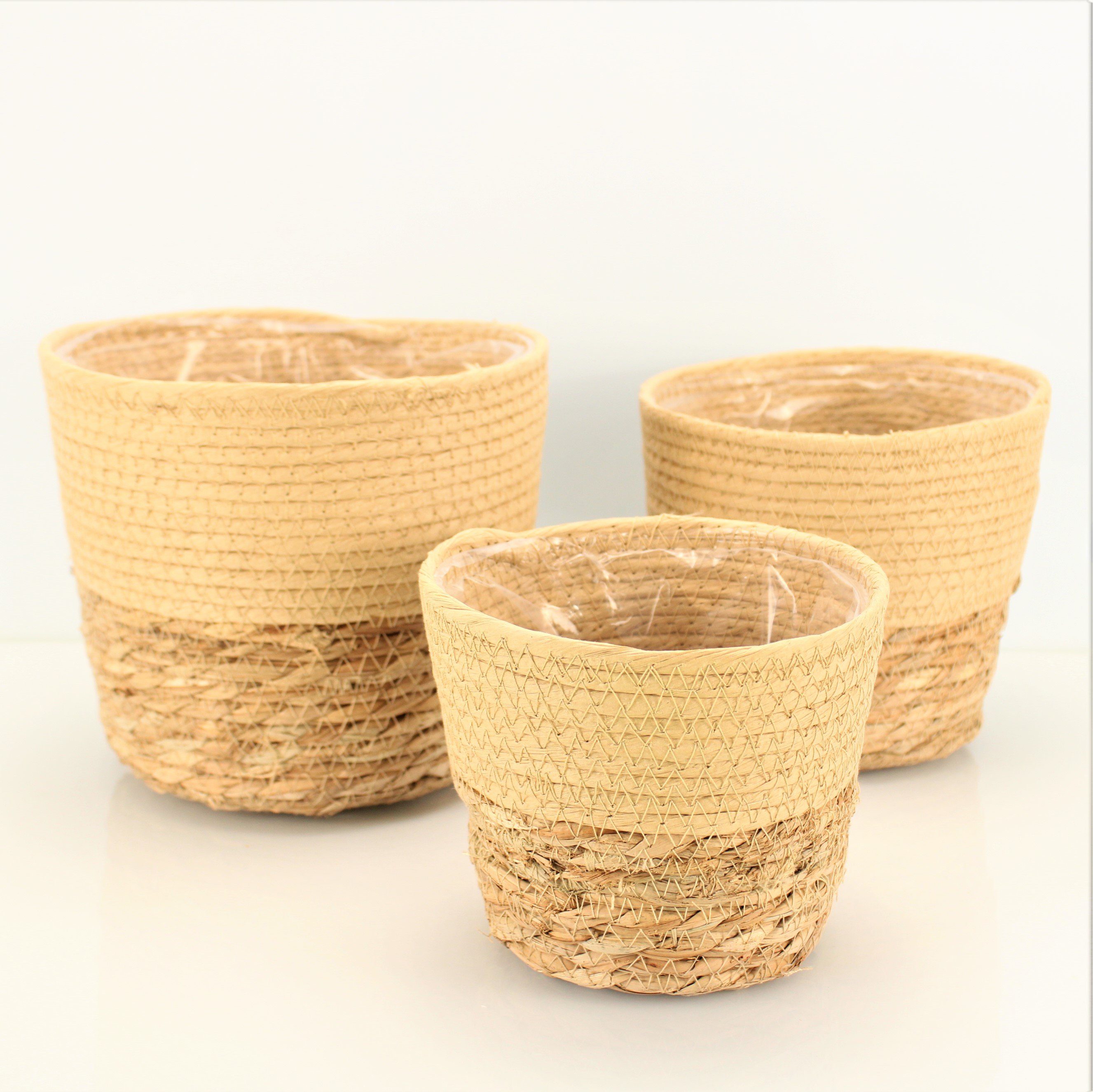 Online-Fuchs Blumentopf 3er Set runde Blumentöpfe aus Seegras geflochten, Ü günstig online kaufen