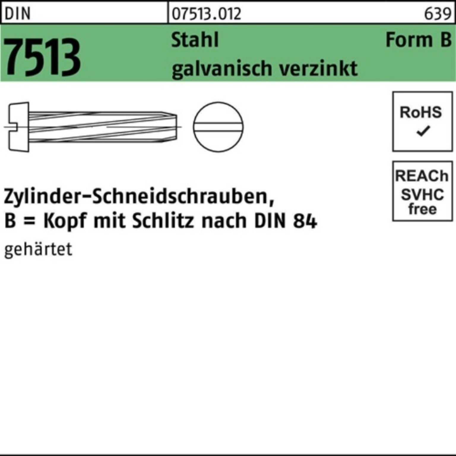 Reyher Gewindeschraube 500er Pack Gewindeschneidschraube DIN 7513 FormB Zylinder Schlitz BM 6