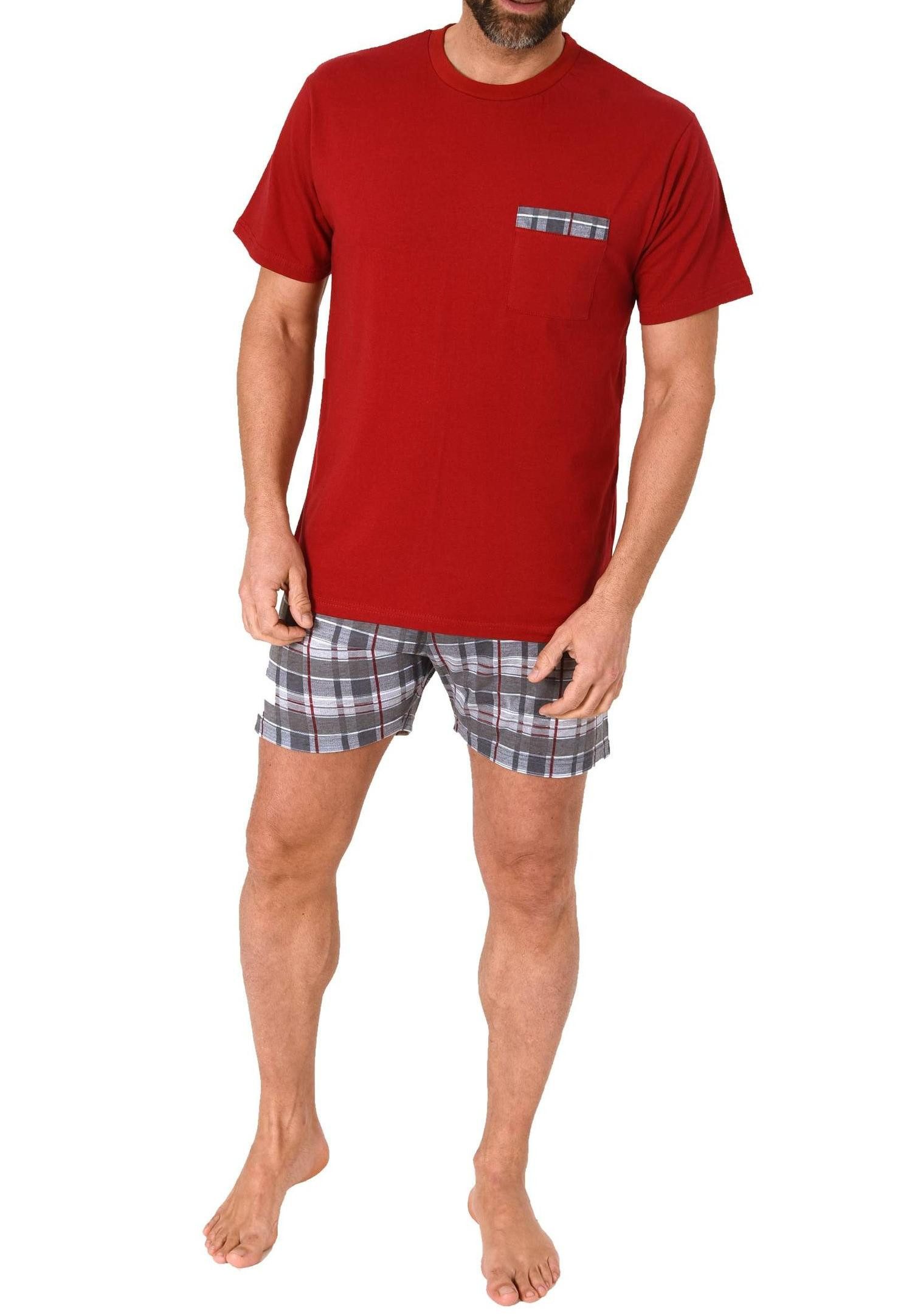 Pyjama Normann Herren kurzarm Schlafanzug Shorty mit karierter Hose