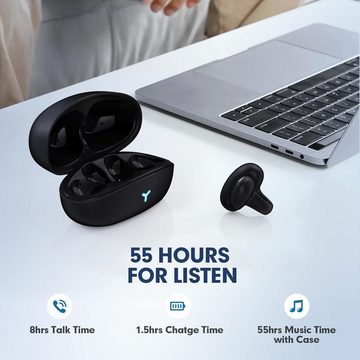Xmenha Extrem niedrige Latenz und klare Anrufe Open-Ear-Kopfhörer (Bluetooth 5.3 für stabile Verbindung. Zwei Mikrofone reduzieren Hintergrundgeräusche. Kristallklare Anrufe während des Trainings., Knochenschall Sicherer Sitz, klare Anrufe & universelle Kompatibilität)