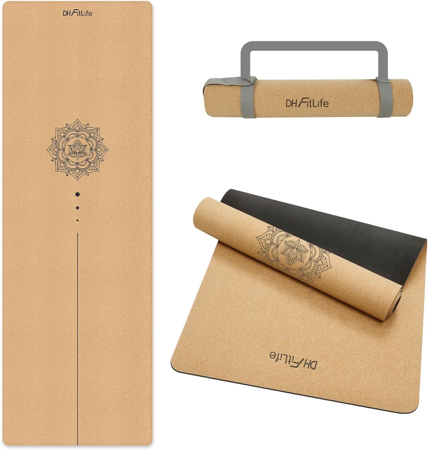 Yogamatte 5 mm, rutschfeste Fitnessmatte mit Tragegurt