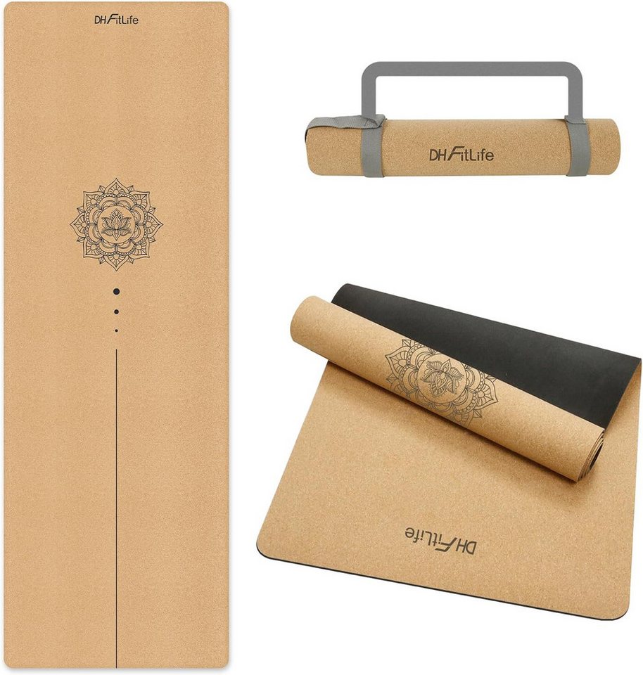 DH FitLife Yogamatte 5 mm, rutschfeste Fitnessmatte mit Tragegurt, Gymnastikmatte für Yoga & Pilates